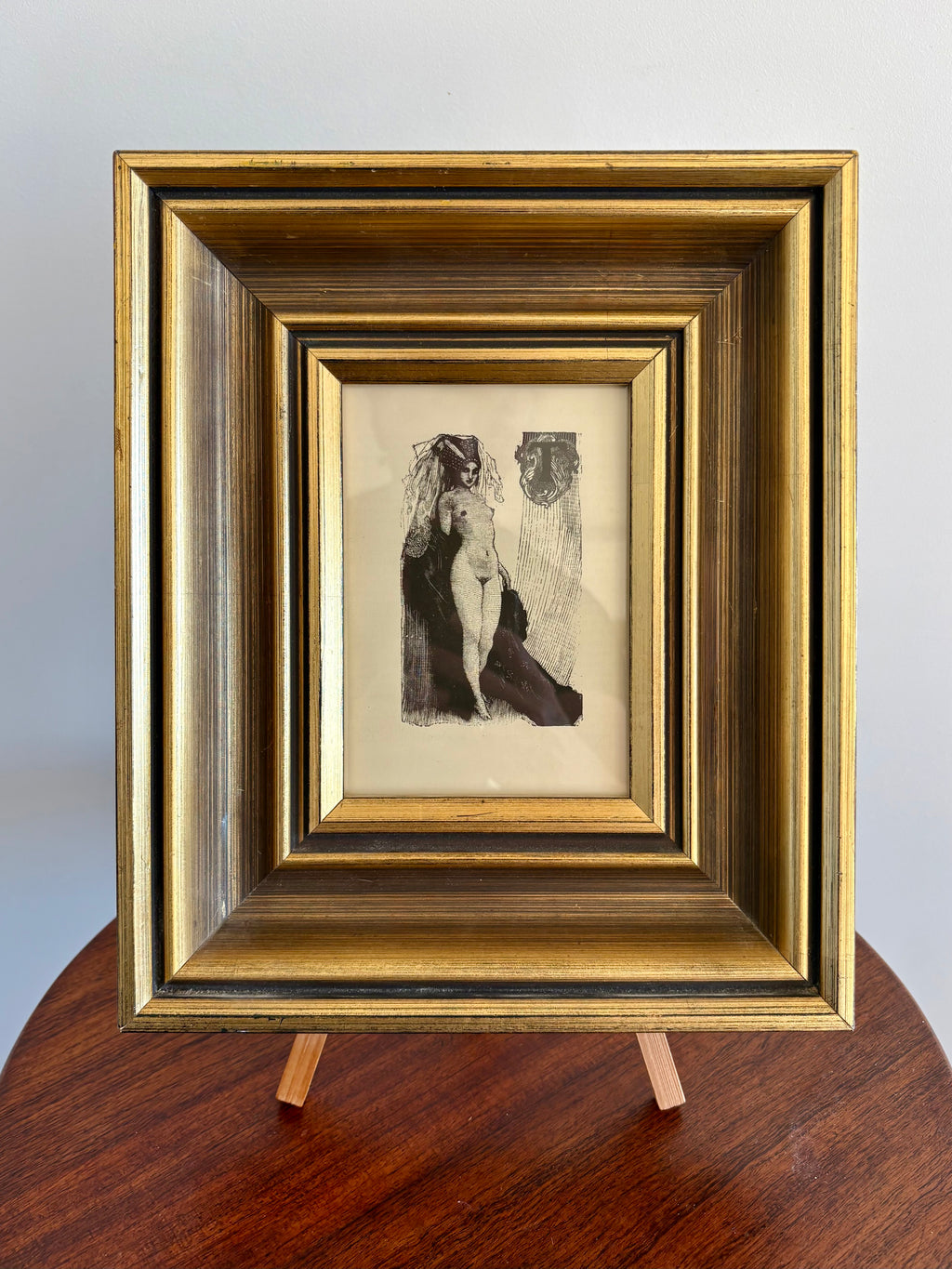 Original 1920’s Norman Lindsay wood engraving, “Joan of Arc”, framed antique art