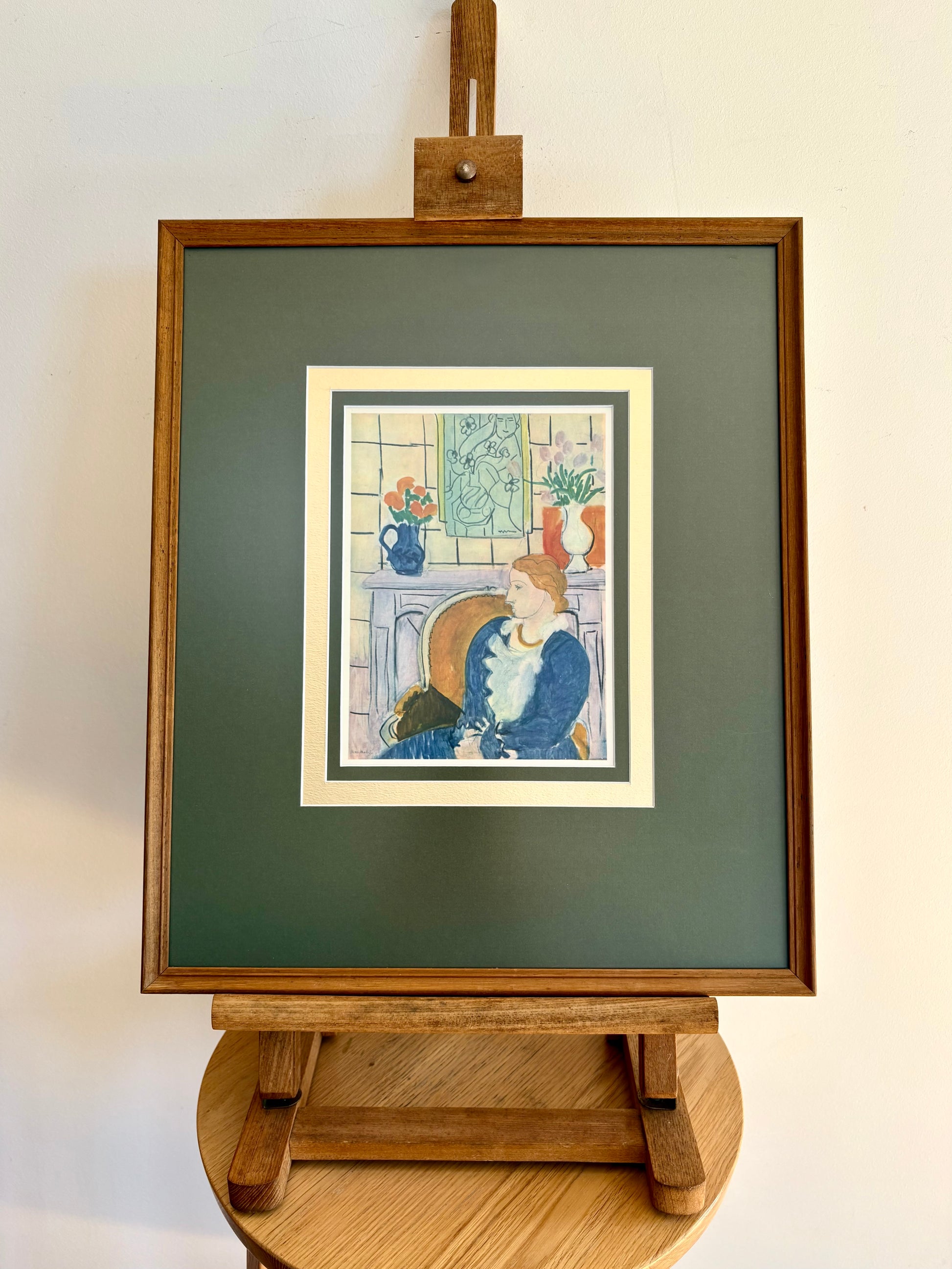 1939 Vintage Henri Matisse fine art print, "Woman in Blue", framed art, mid-century wall art