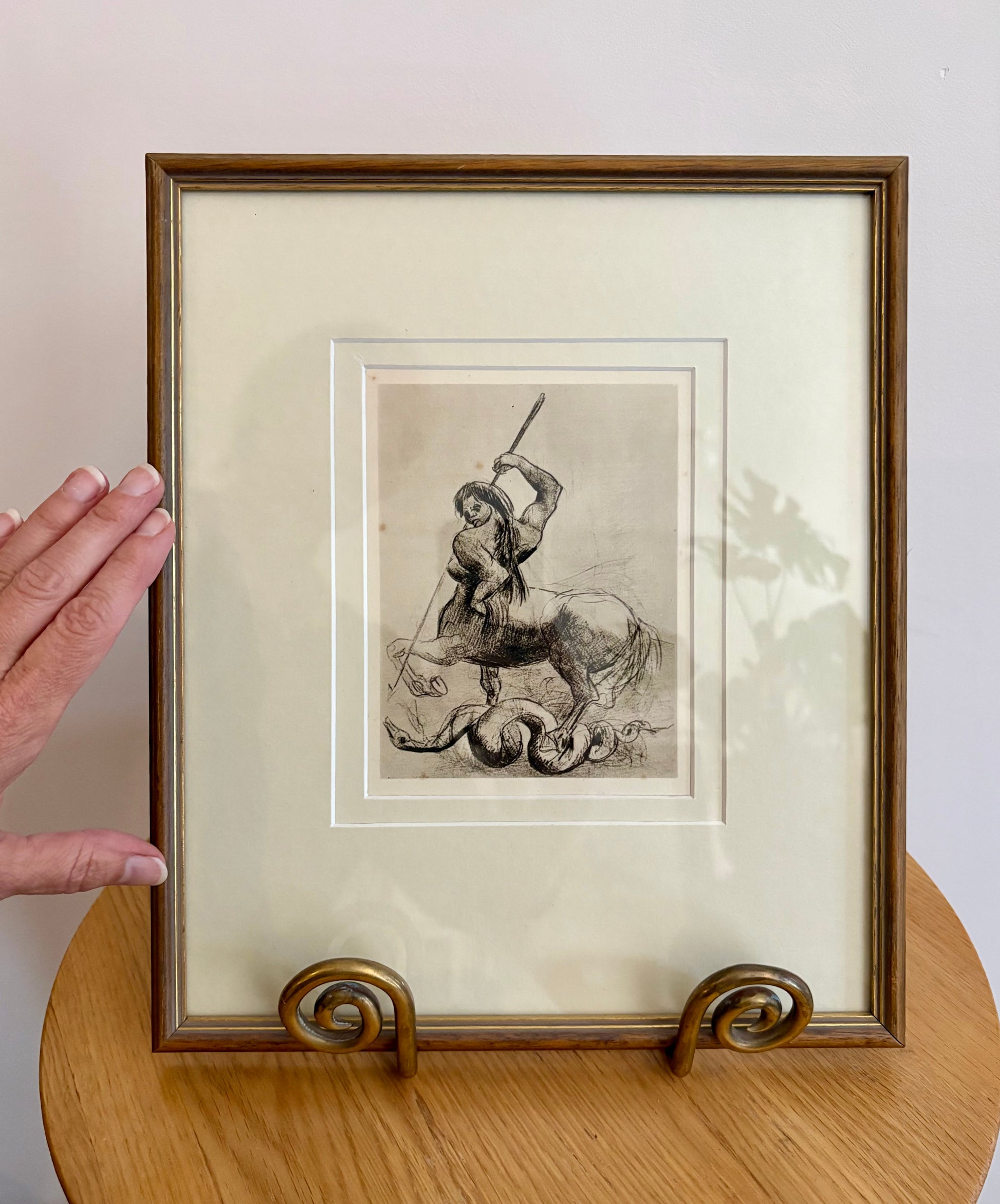 1920s Antique print, Odilon Redon, French, Centaur, vintage framed art
