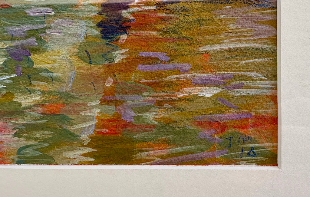 Original pair of mixed media paintings, Judy Mylonas, framed art