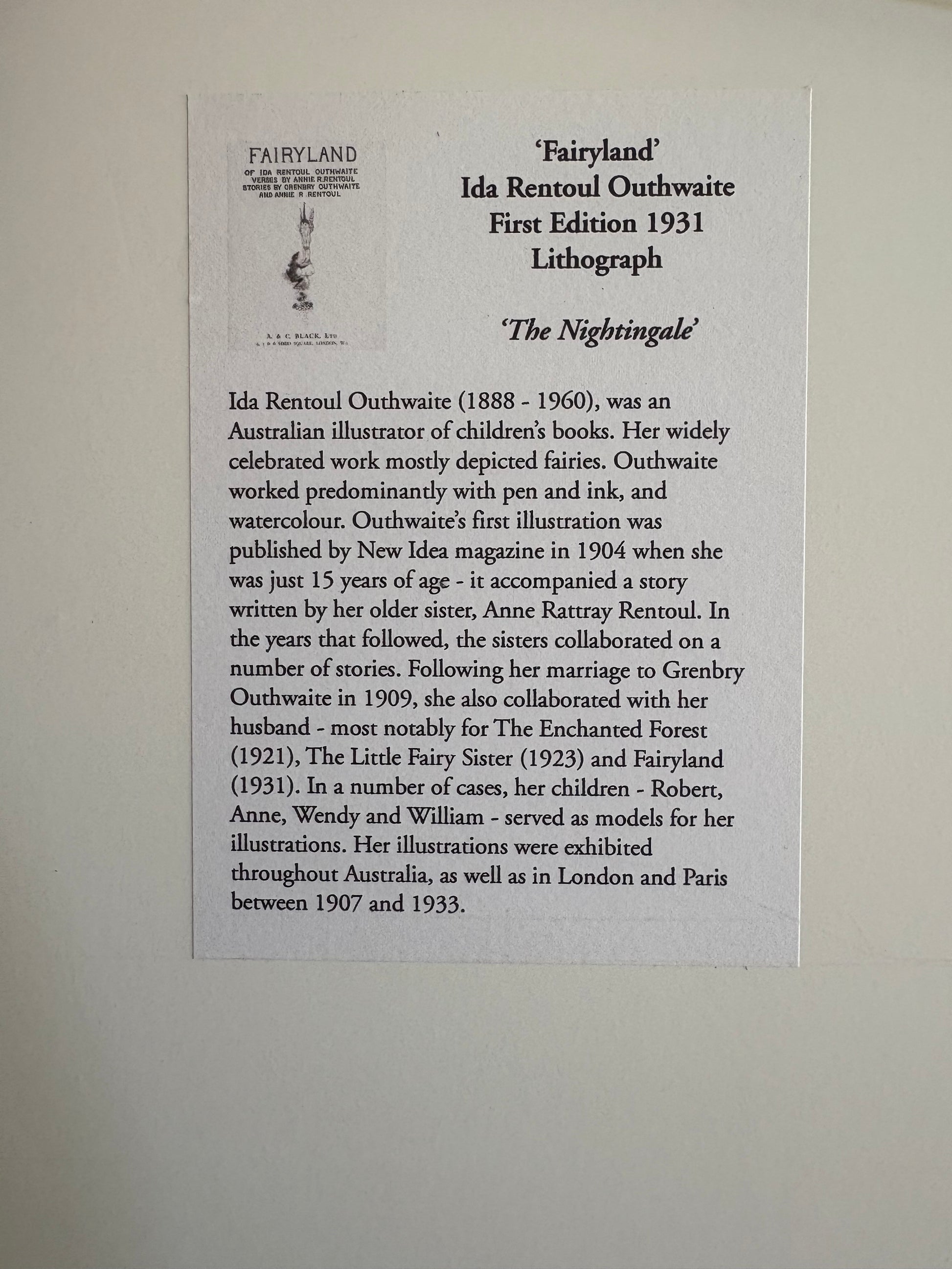 1931 Authentic antique Ida Rentoul Outhwaite print "Fairyland", 1st Edition UK, framed vintage art