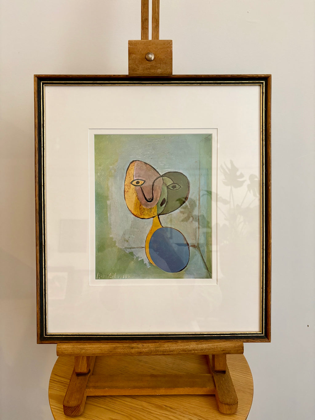 1960s Picasso print, portrait, vintage framed art, “Figure” Mid Century