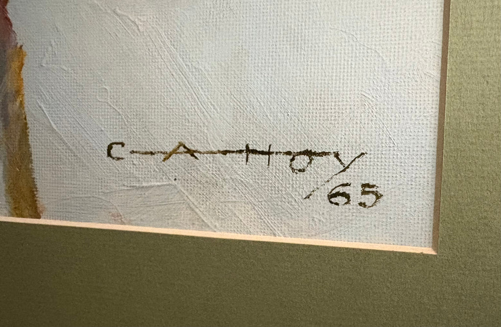 Original oil painting on board, signed, “Peacock”, vintage 1965, framed art.