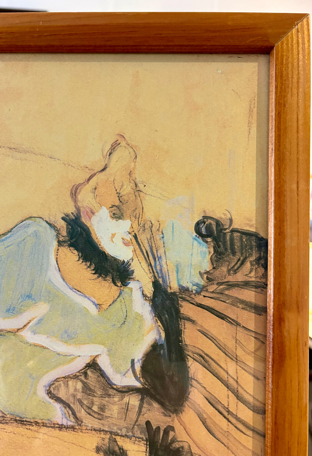 Large vintage print, Art Nouveau, Toulouse Lautrec, framed art