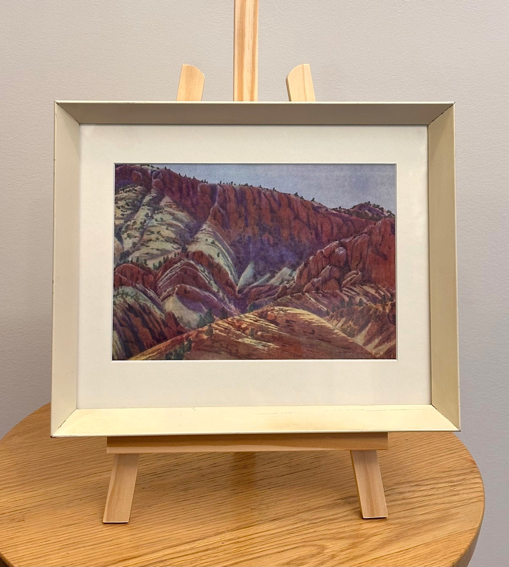 1944 Namatjira, Hermannsberg print, Central Australia. Framed mid century landscape