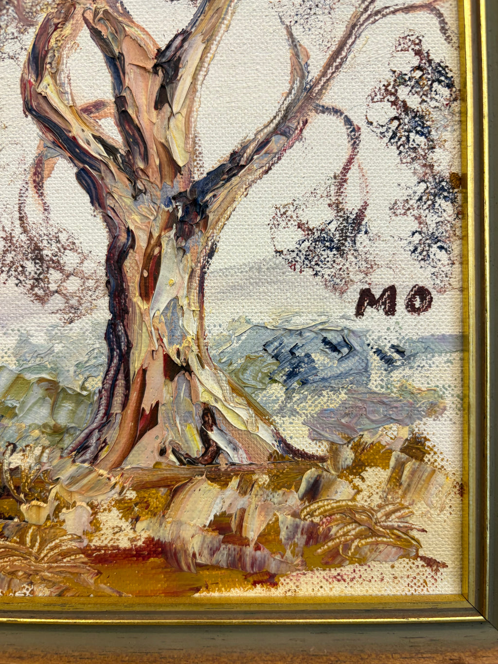 Original oil painting, Australian landscape, vintage framed artwork