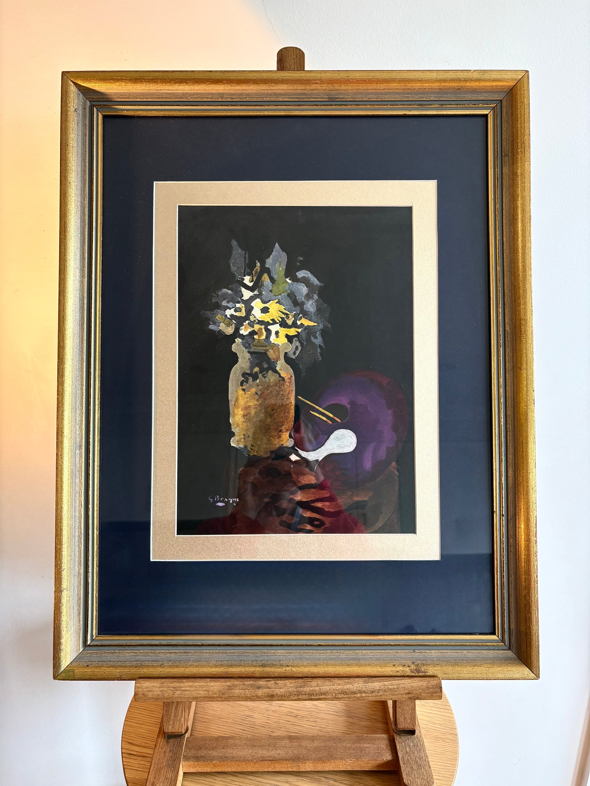1955 Georges Braque, original lithograph, flowers, French, framed mid century art