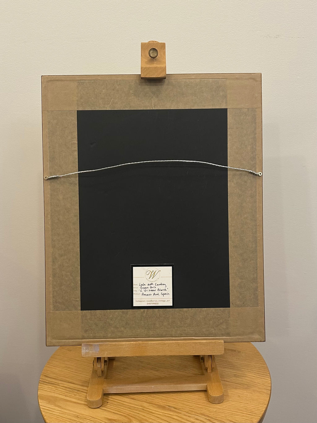 Vintage Juan Gris print, bird, framed art, Cubism