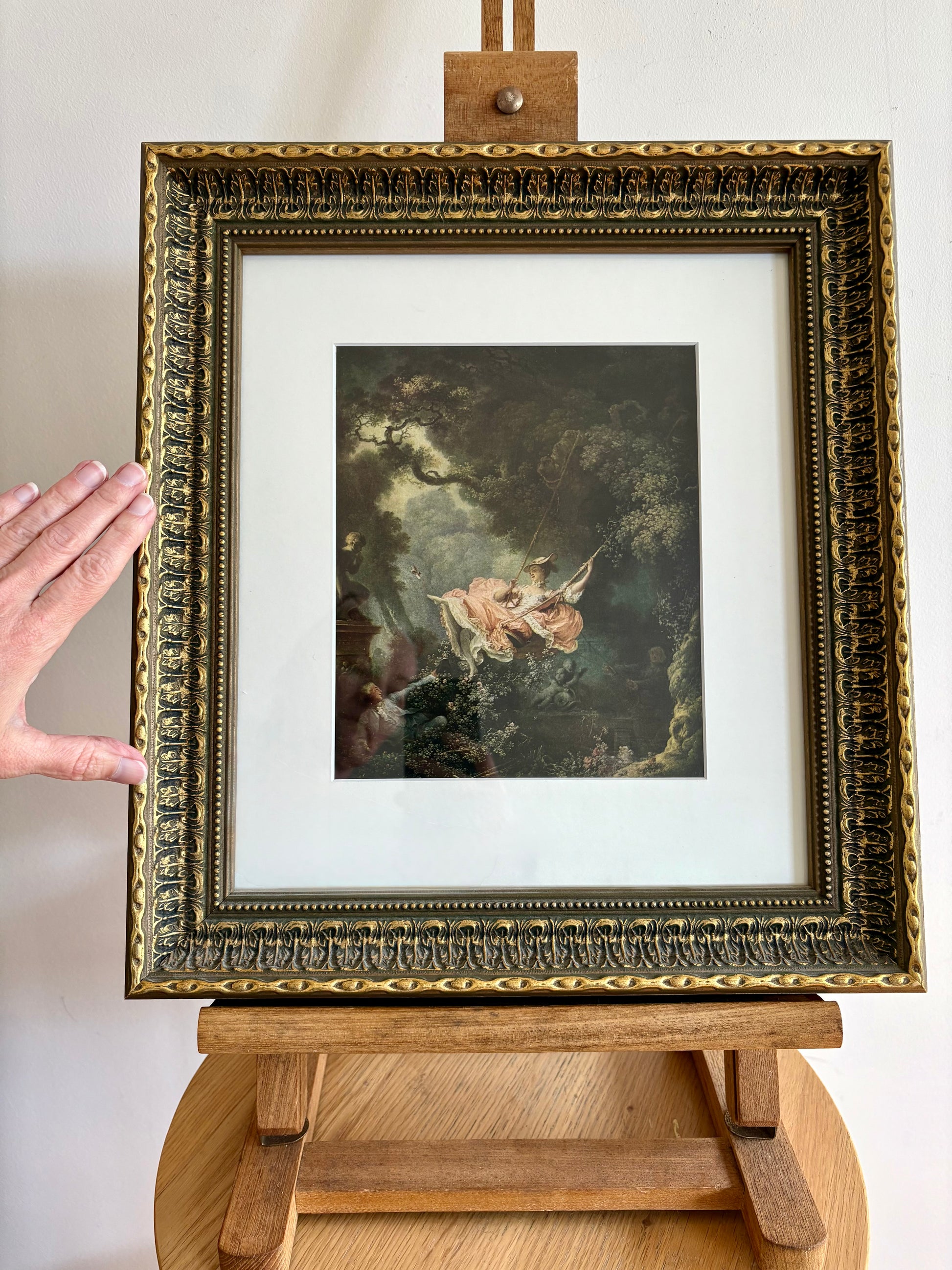 1950s vintage print, “The Swing”, after “Jean-Honoré Fragonard, Rococo framed art
