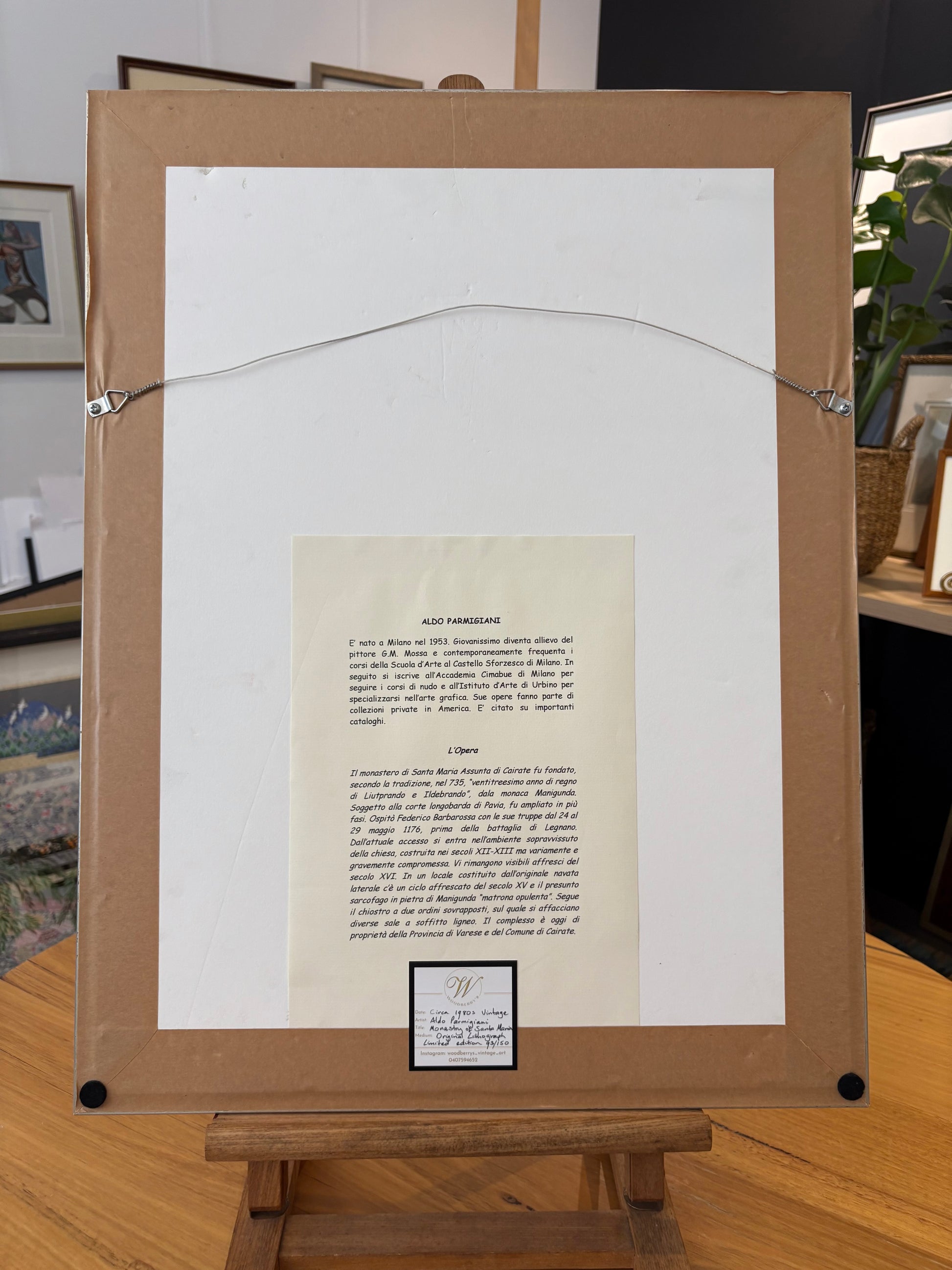 Original lithographic print, limited edition 93/150, Aldo Parmigiani, signed, framed art