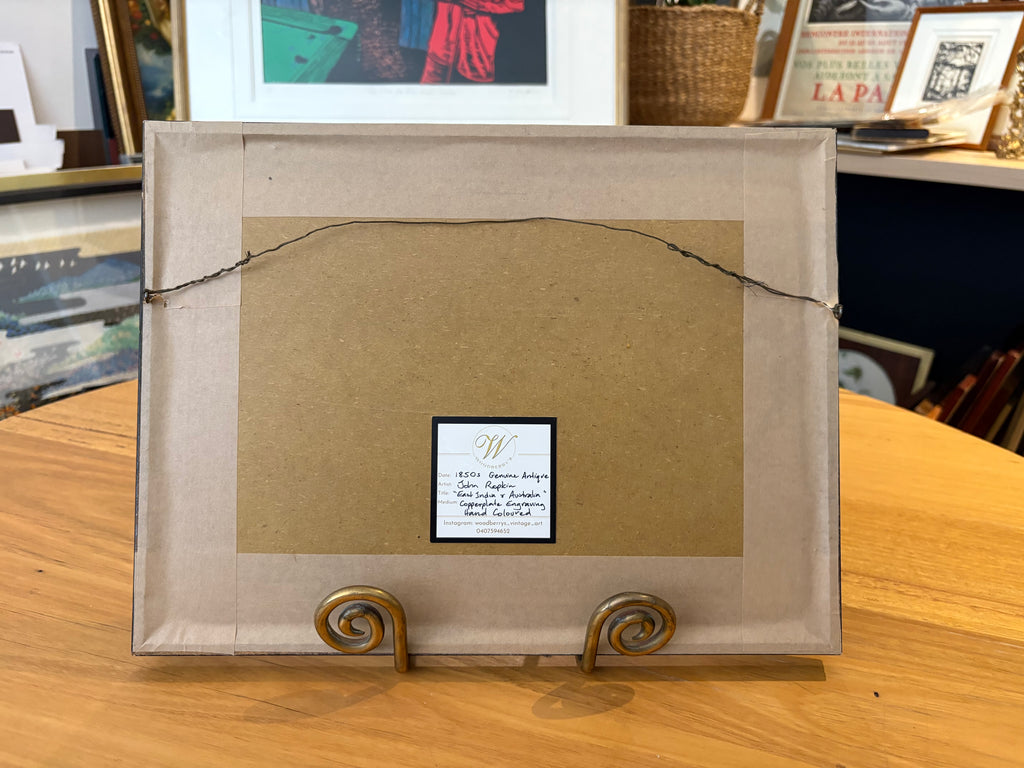 1819 antique map of Australia and surrounds, engraved, hand coloured, Thompson & Co, vintage framed