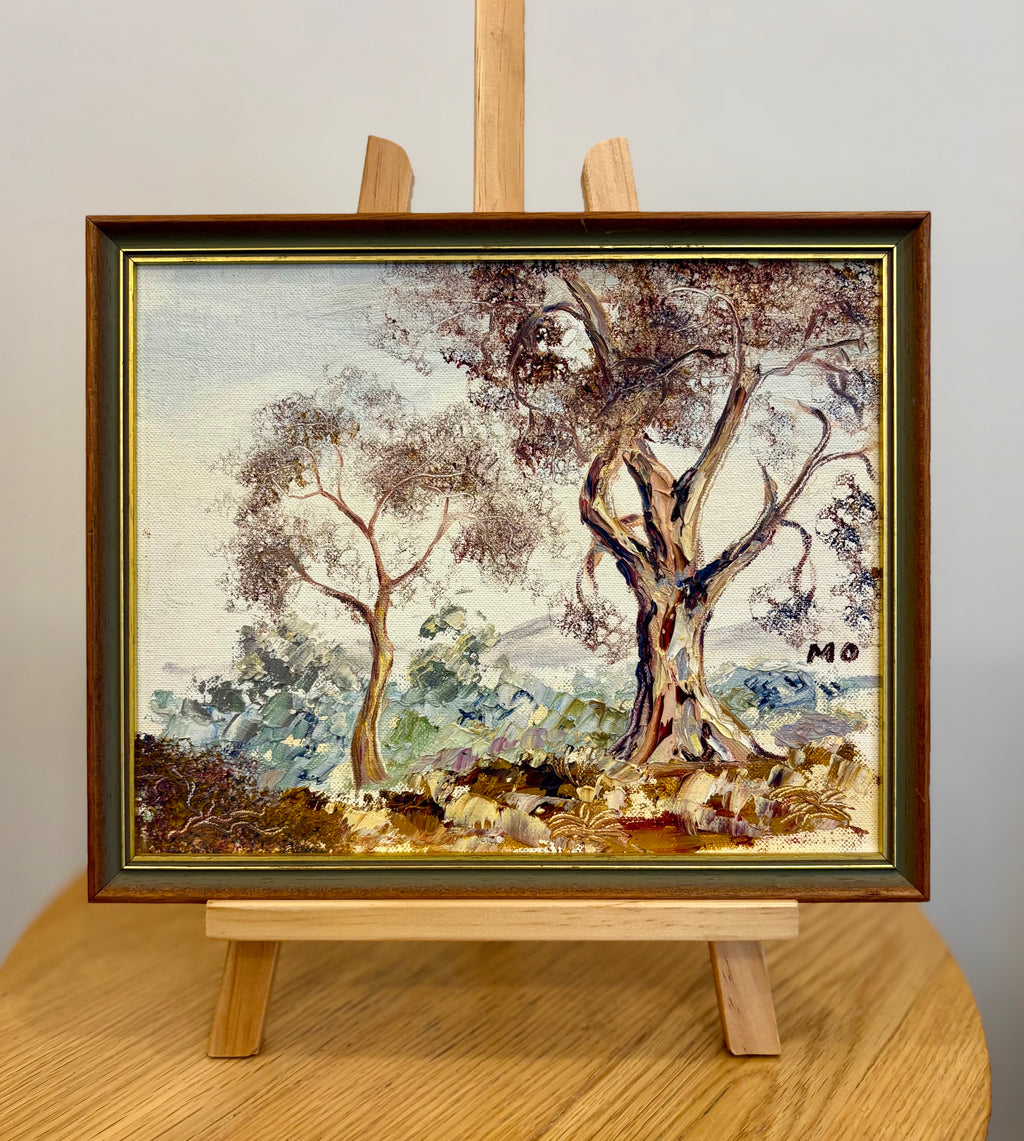 Original oil painting, Australian landscape, vintage framed artwork