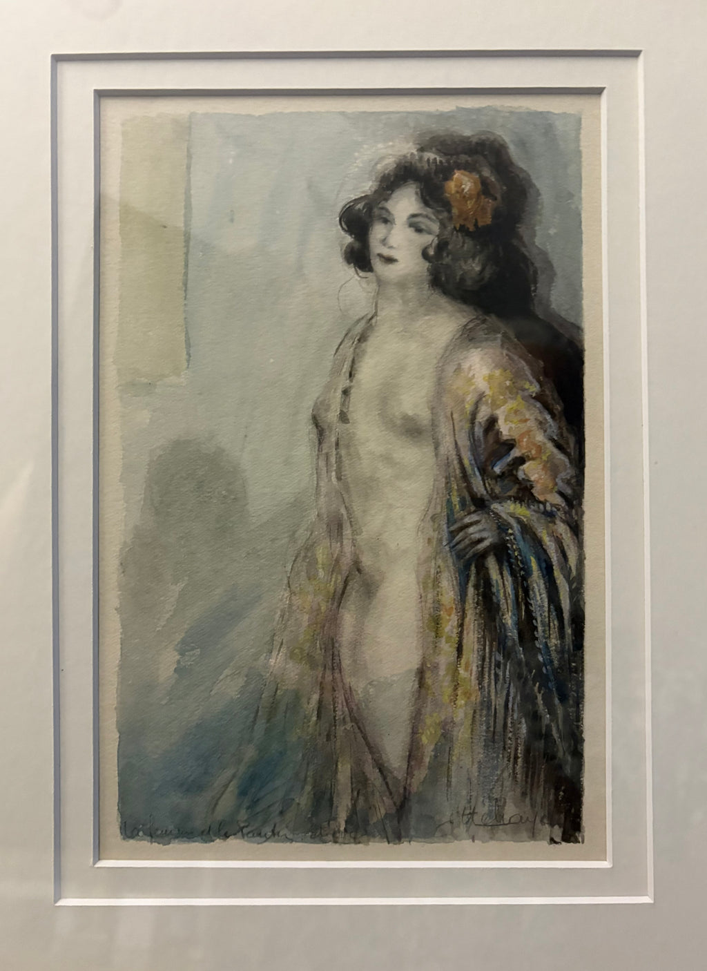 1900s French original watercolour painting, Impressionist, antique framed art