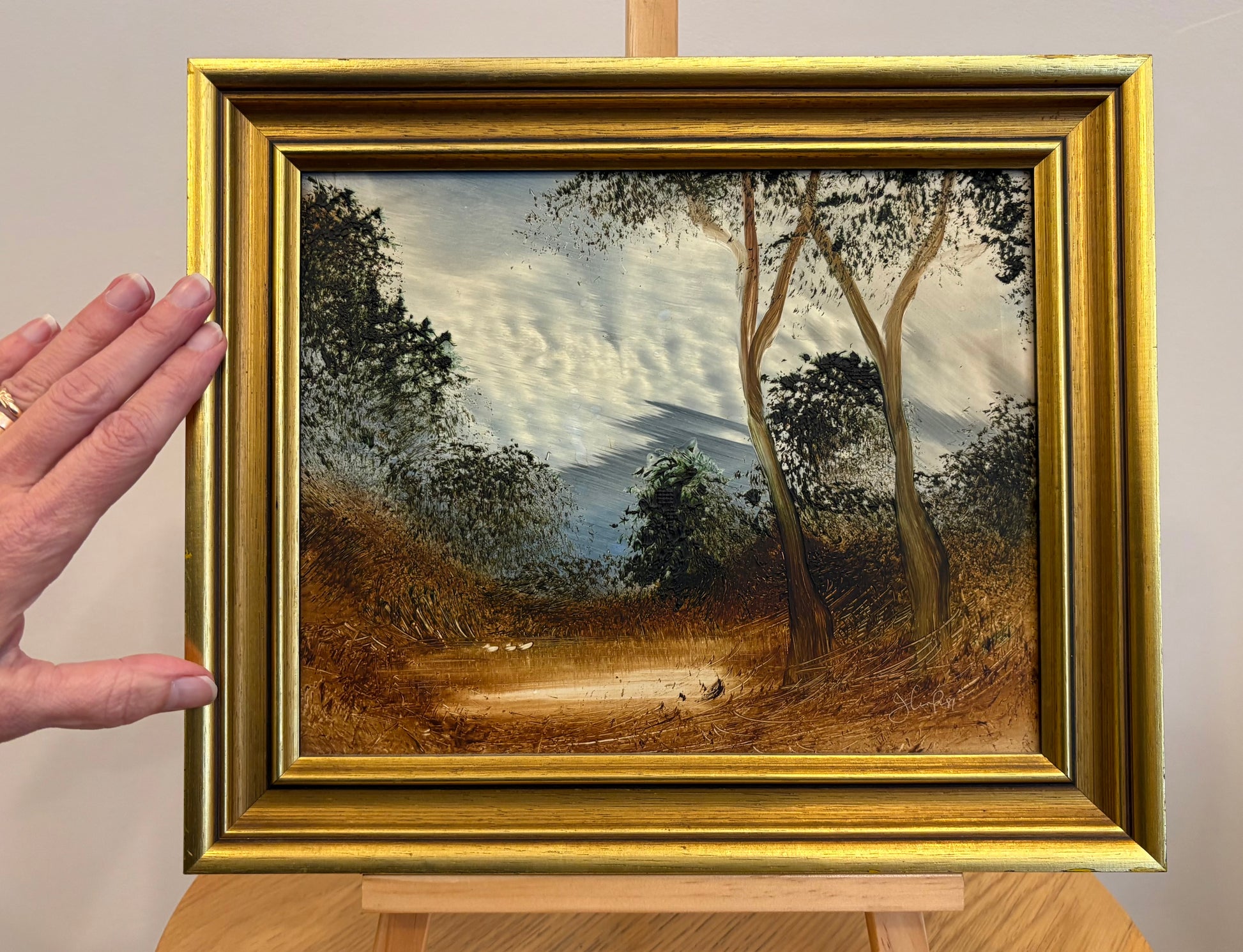 Original vintage Jim Crofts landscape painting, framed Australian art