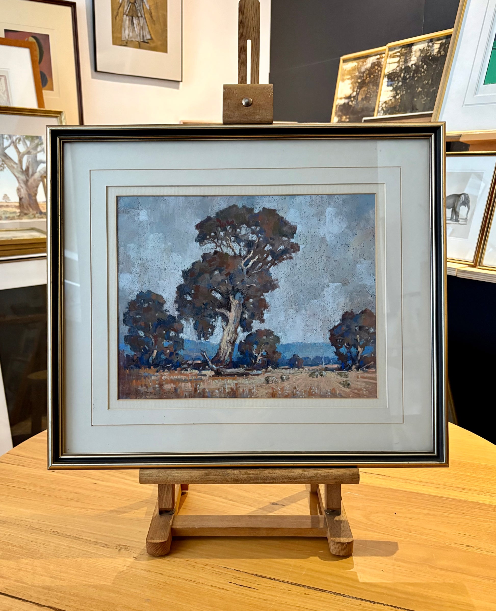 Original Alan Tregenza pastel drawing, Grampians, framed vintage art