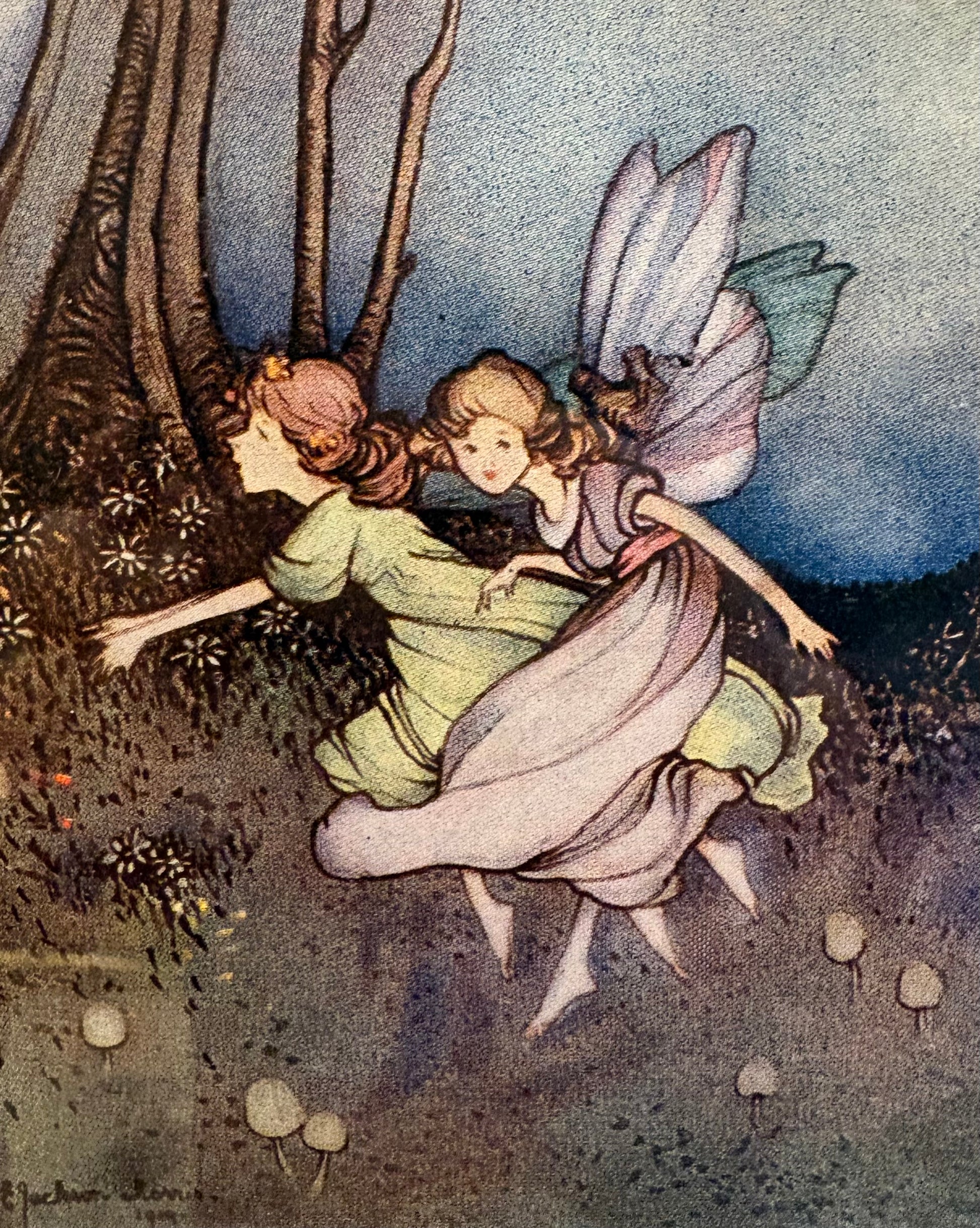 Rare Ethel Jackson Morris – Two Dainty Fairies (1921), ornate framed antique print