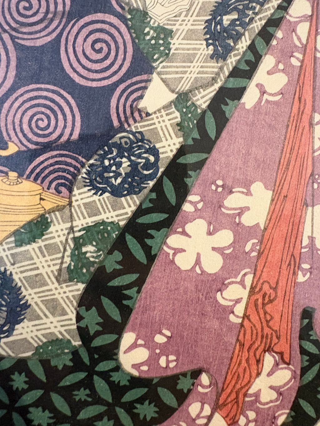 Original woodblock print, reproduction after Kitagawa Eizan, framed Japanese vintage art