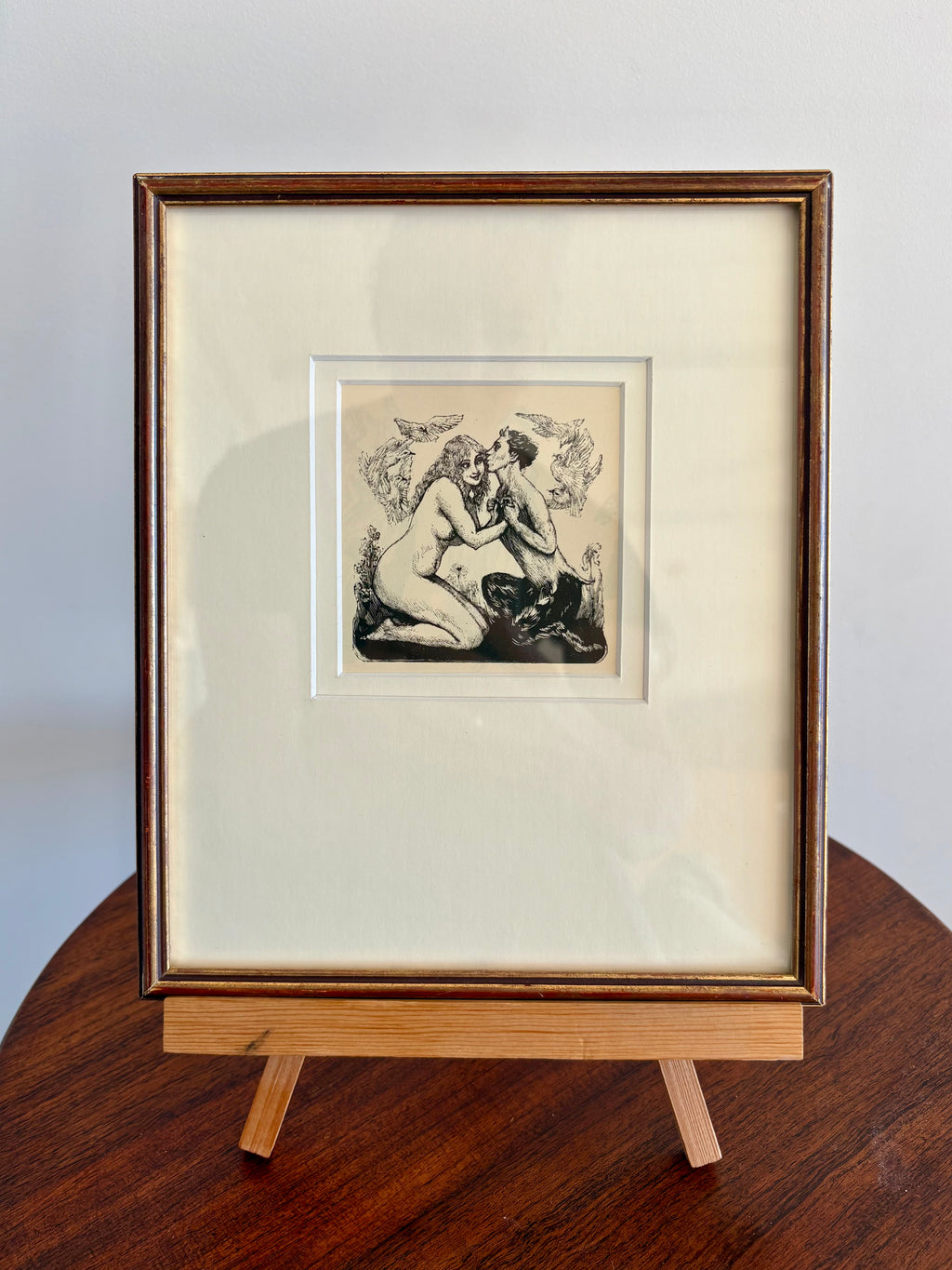 Original 1920’s Norman Lindsay wood engraving, Faun, framed antique art