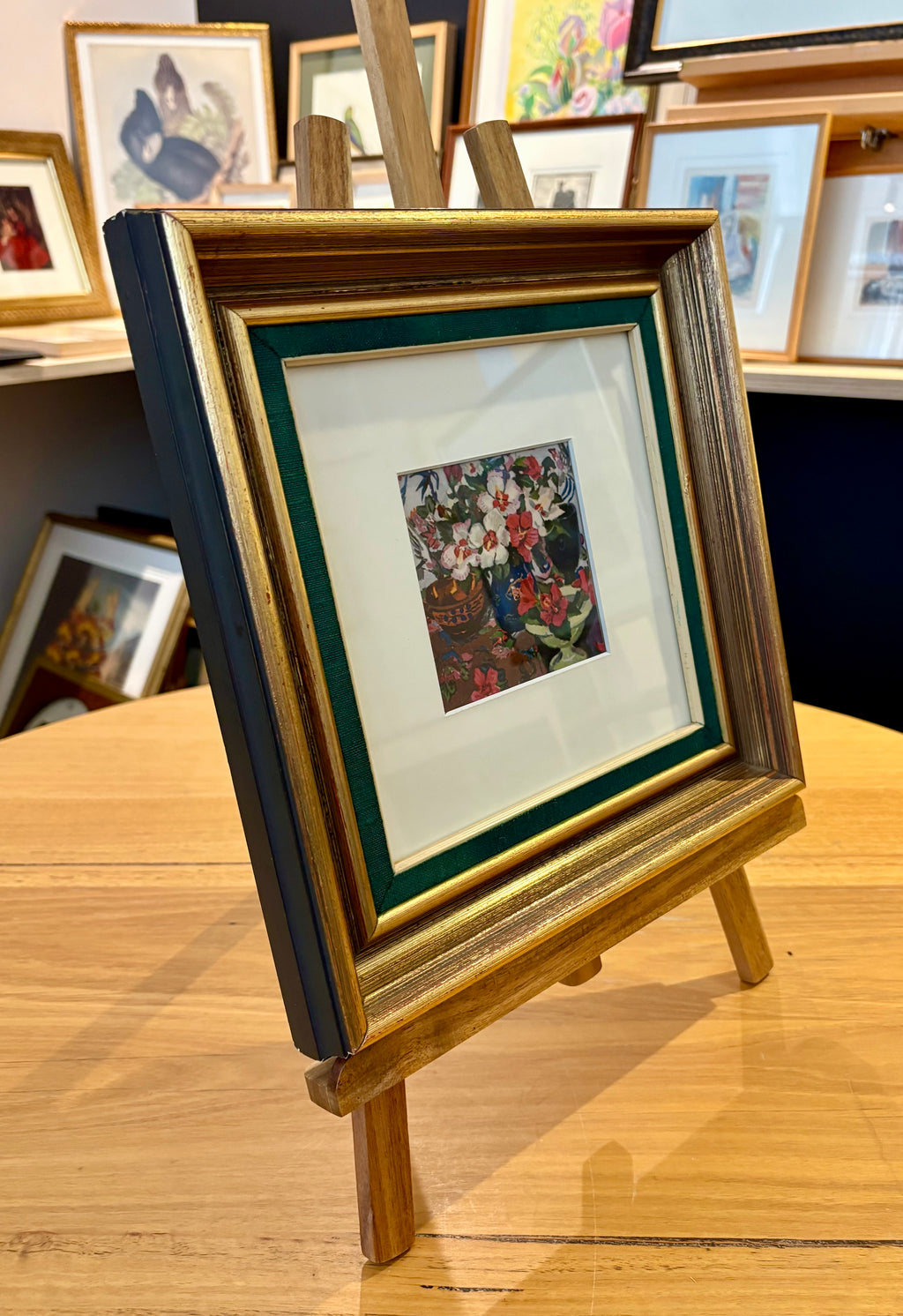 1930s Genuine antique Margaret Preston print, miniature, framed artwork, Australian, flowers