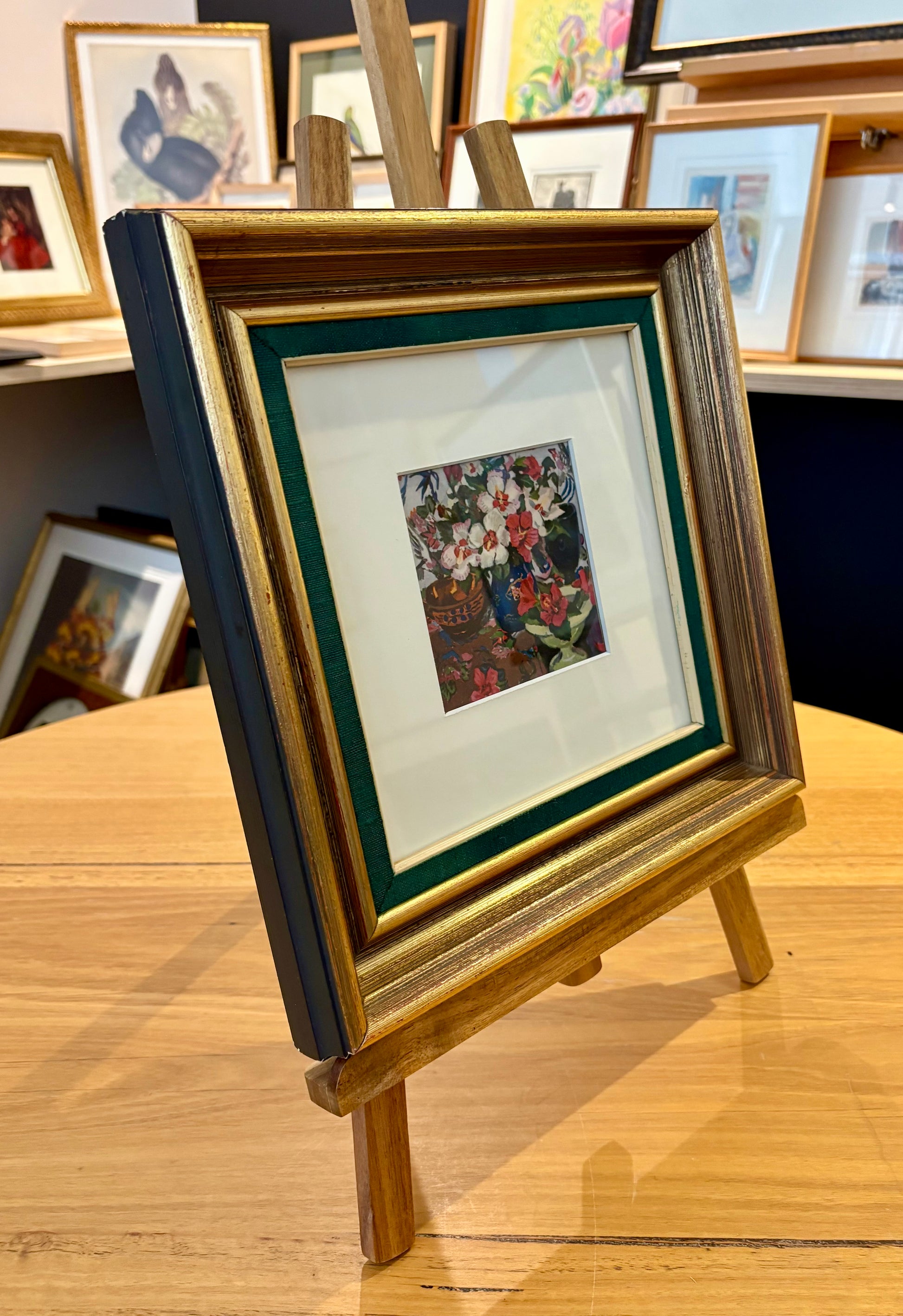 1930s Genuine antique Margaret Preston print, miniature, framed artwork, Australian, flowers