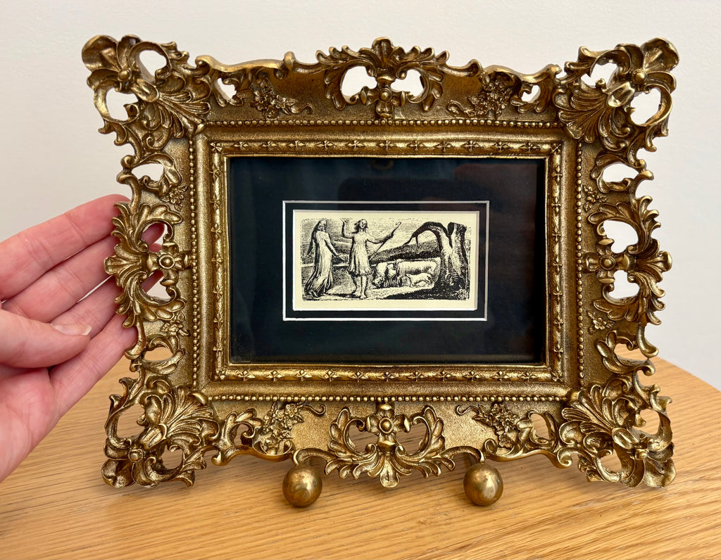 1923 antique print after William Blake, gilt frame, vintage framed art