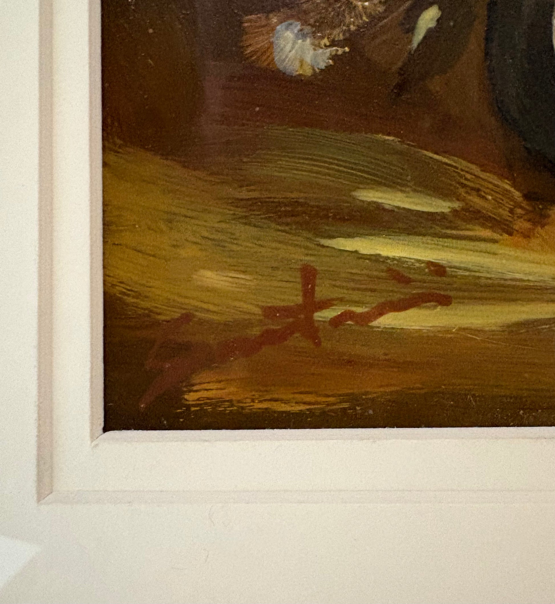 Original still-life painting on copper, daisies, framed art