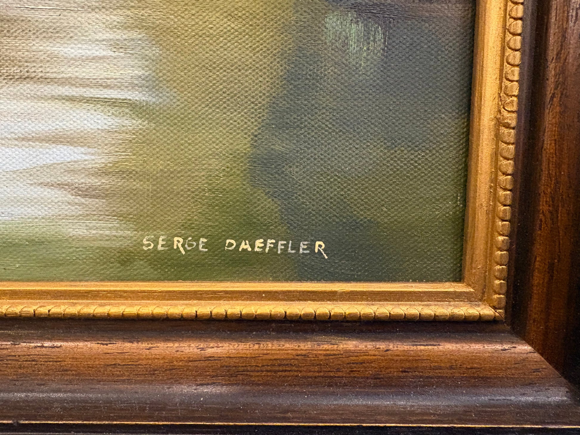 Original Serge Daeffler painting, Fairfield Boats, vintage framed artwork