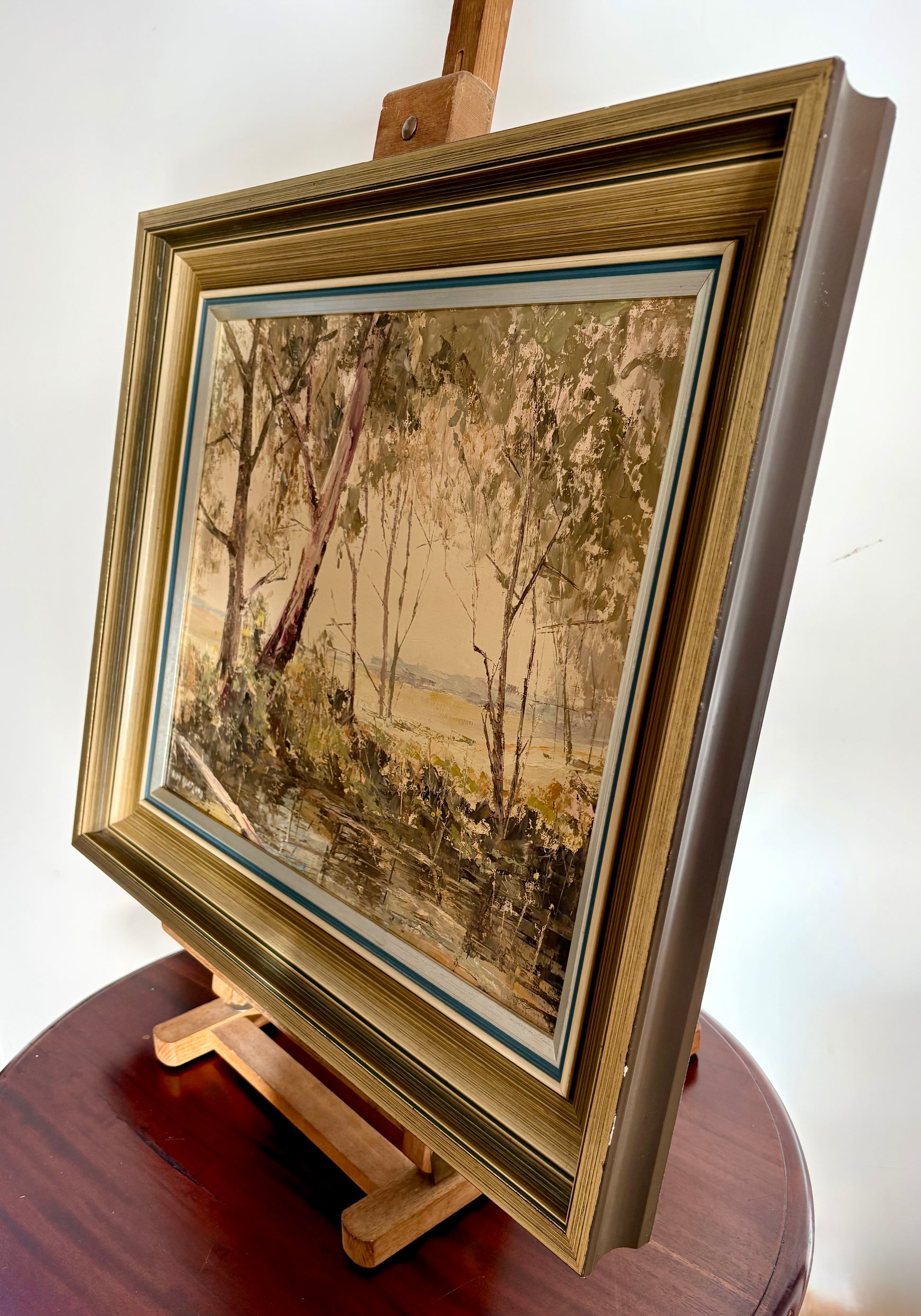 Vintage 1970s original oil painting, Wim Kortland, Australian landscape artwork