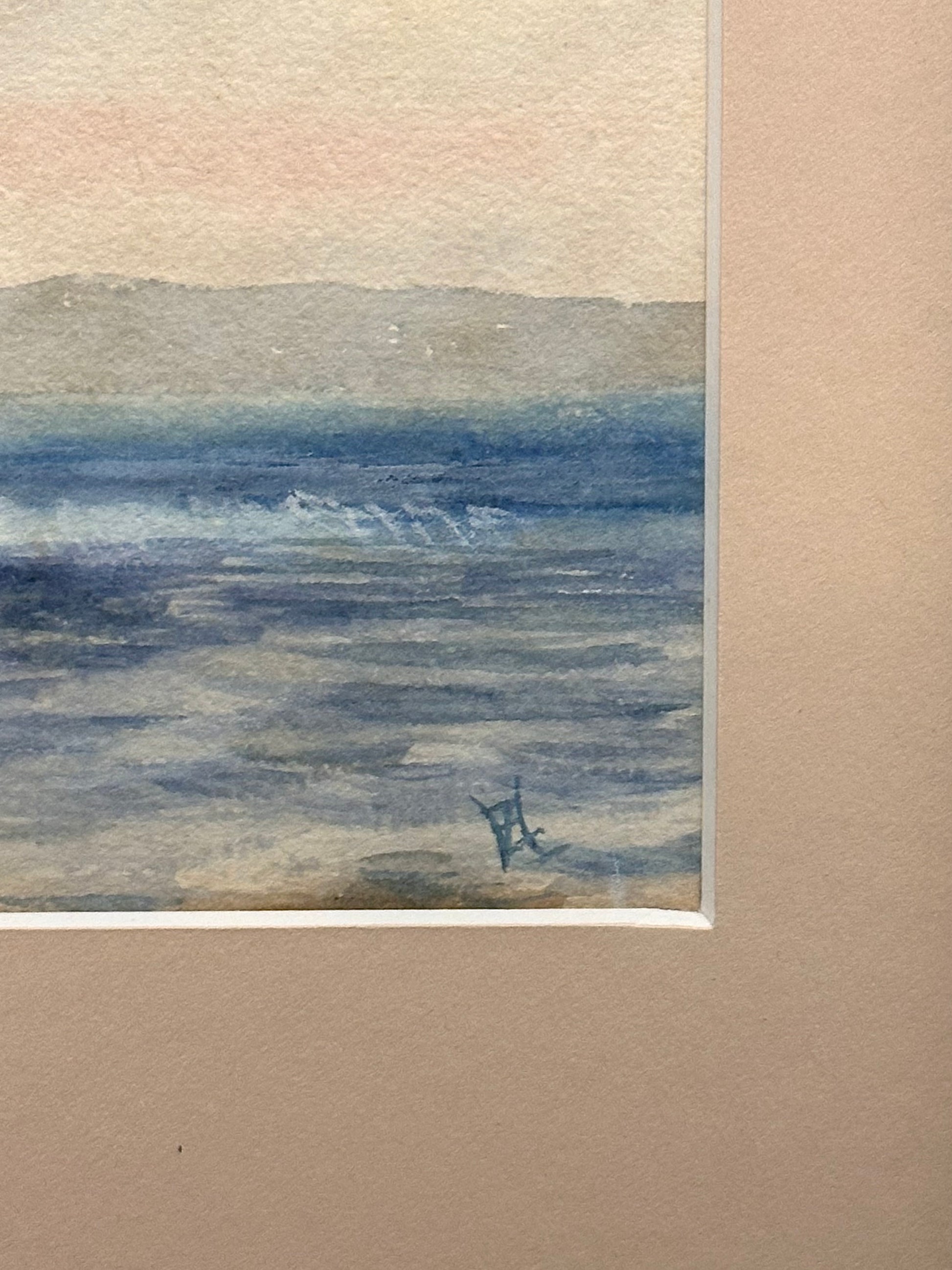 Antique original watercolour painting, Lion Rock, framed artwork