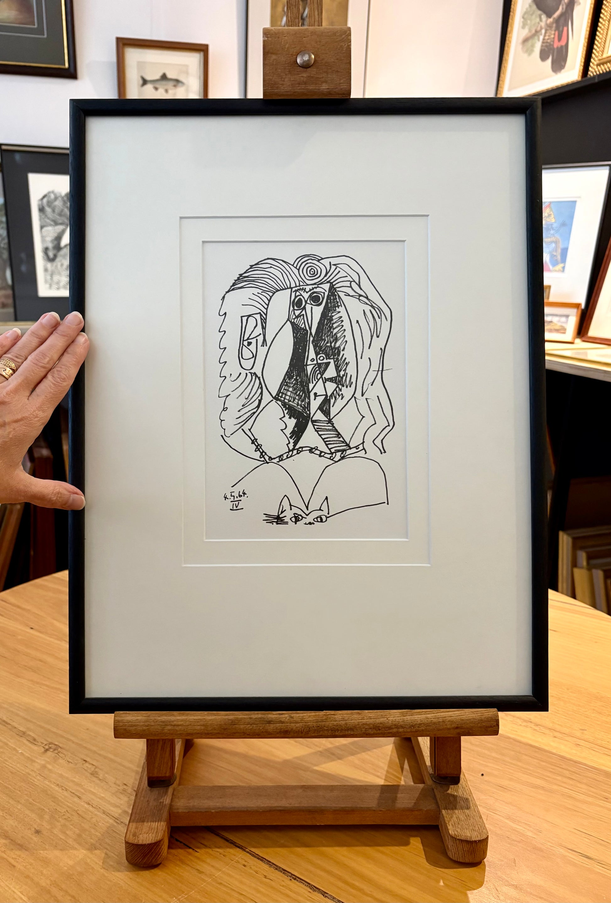 Original lithographic print, 1970, limited edition, Picasso, portrait, mid century framed art