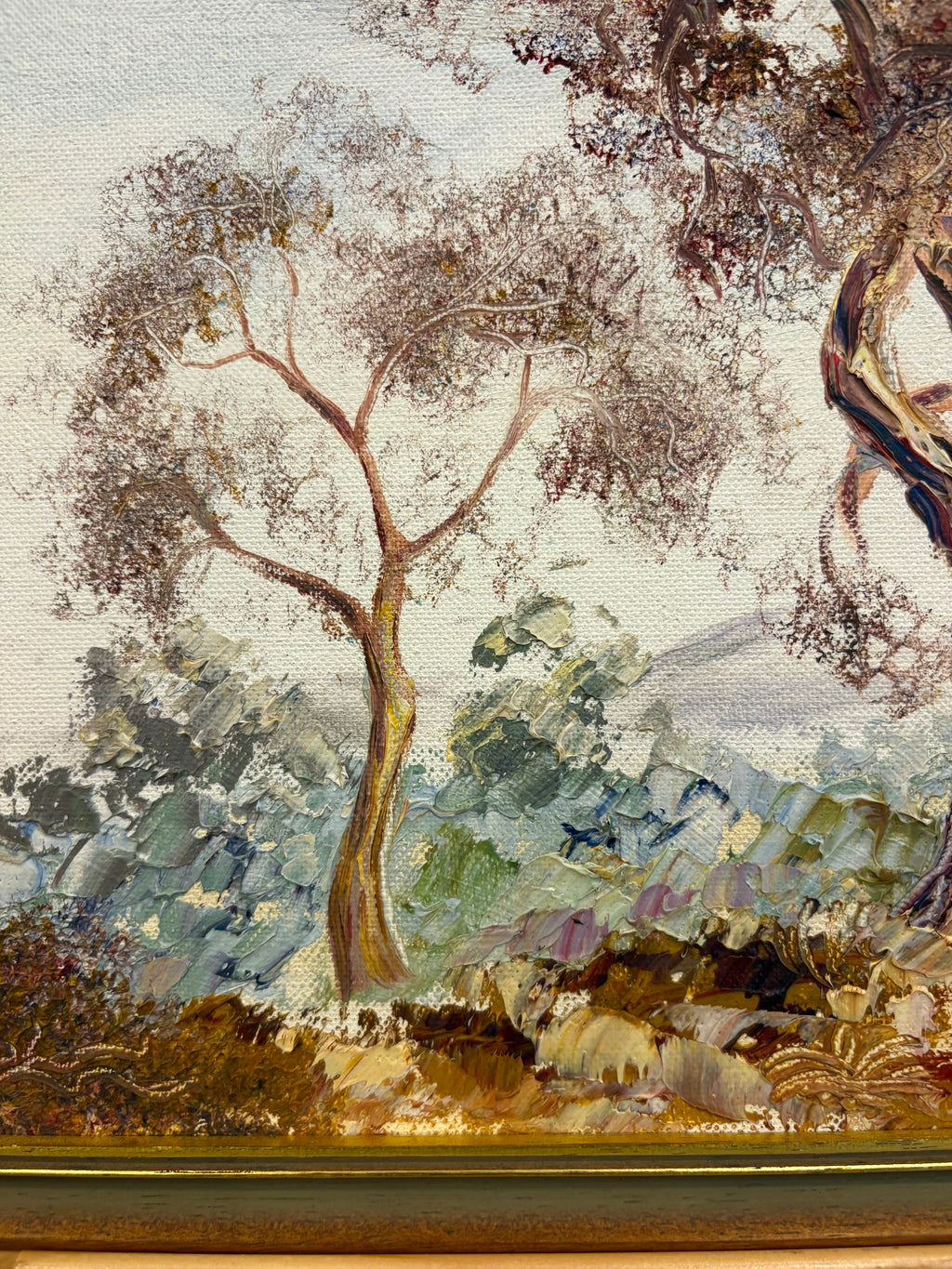 Original oil painting, Australian landscape, vintage framed artwork