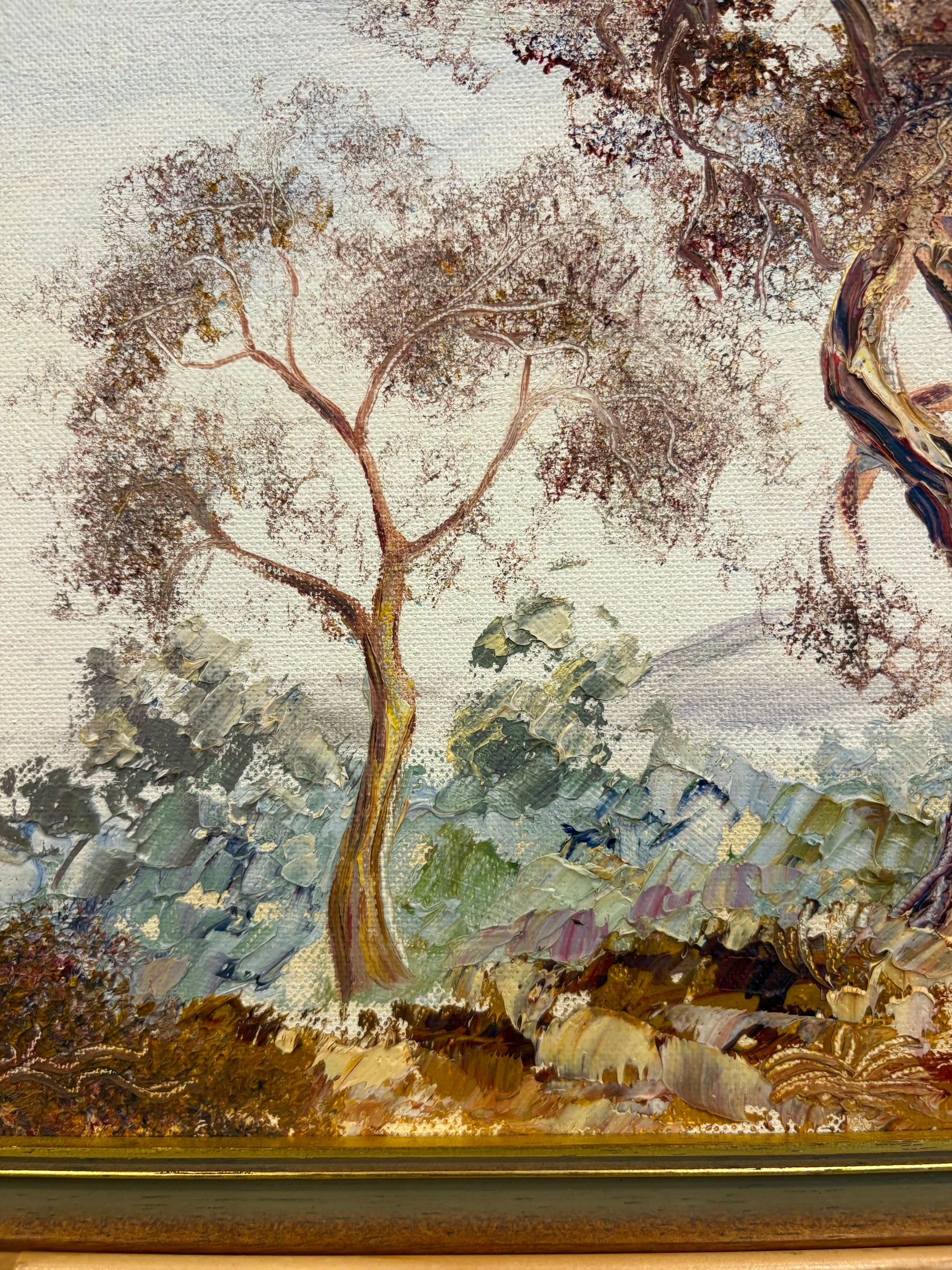 Original oil painting, Australian landscape, vintage framed artwork