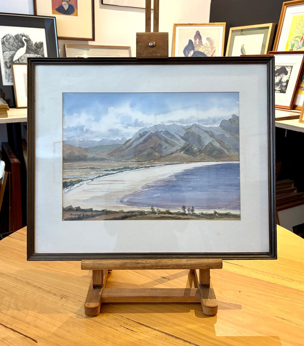 Original watercolour painting, Lake Pedder Tasmania, framed vintage art