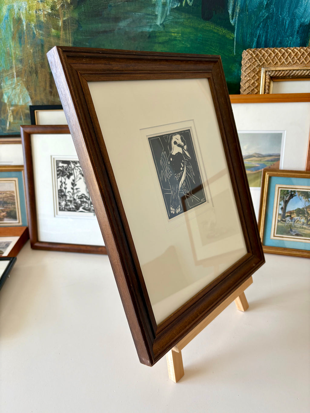 1930 Antique Margaret Preston Kookaburra print, framed vintage art