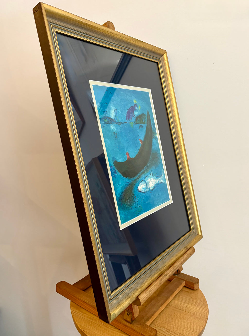1970s vintage lithographic print, Marc Chagall "Daphnis and Chloe", framed art, Mid-Century