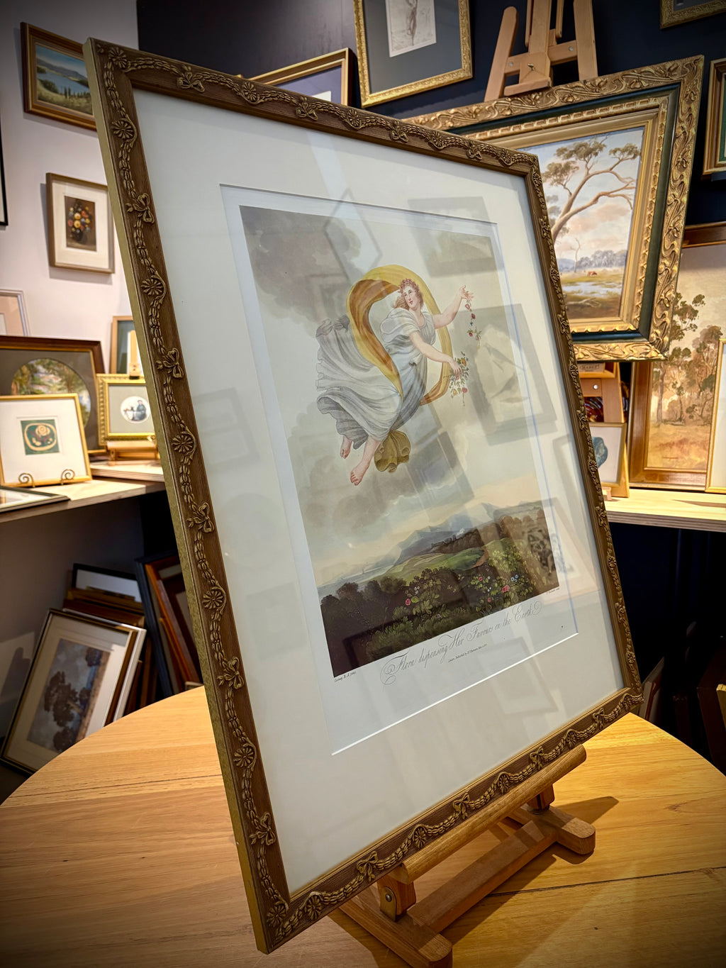 Large high quality Temple of Flora print, Robert Thornton, goddess, gilt framed art
