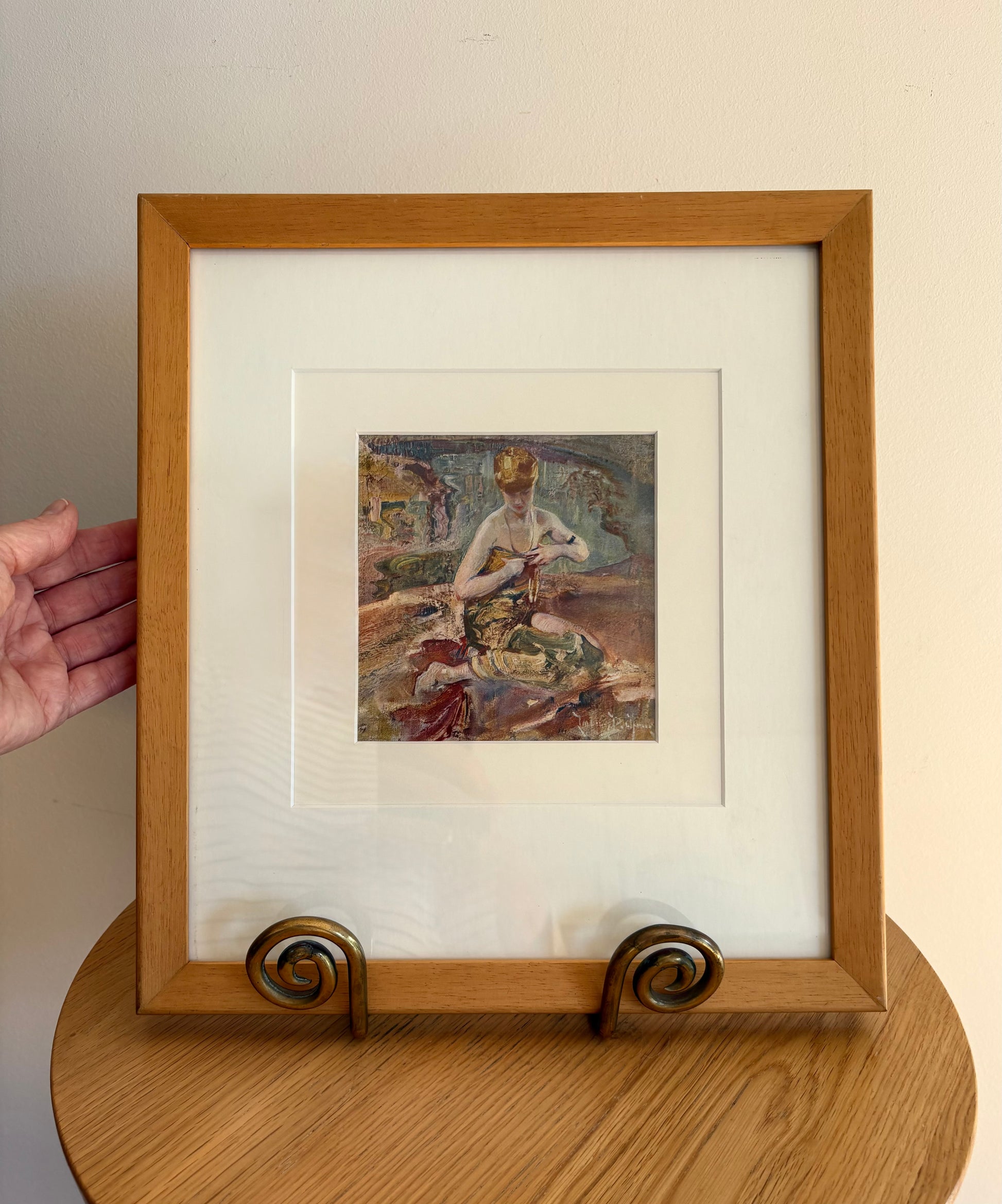 1923 antique print after Lawson Balfour’s painting, Portrait, framed vintage art