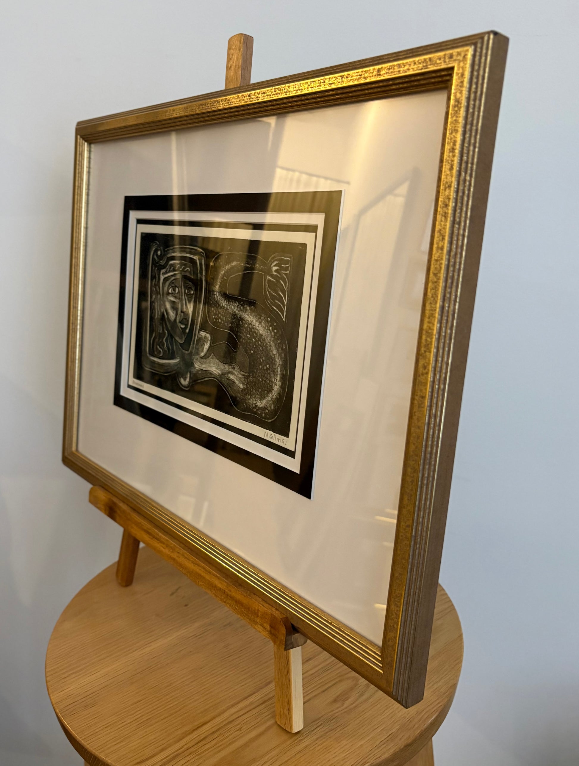 Original Nigel Gillings etching, Mermaid, signed, framed vintage art