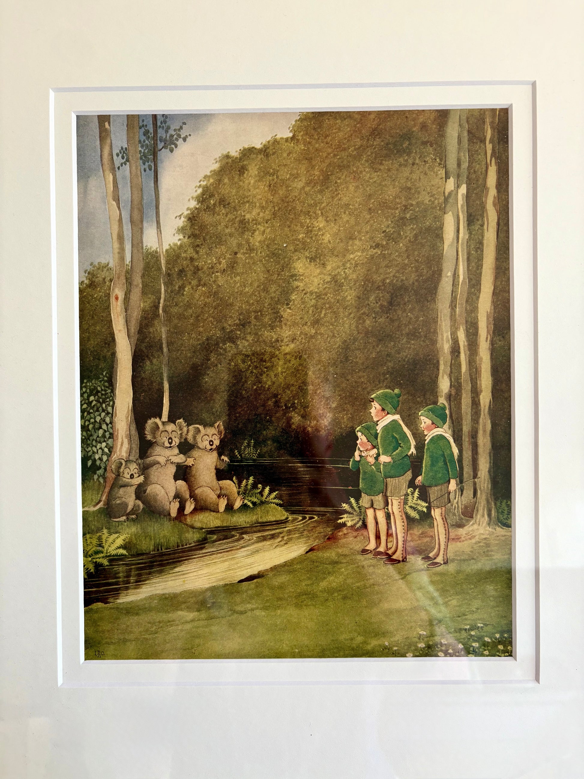 1931 Authentic antique Ida Rentoul Outhwaite print, koalas, 1st Edition UK, framed vintage art