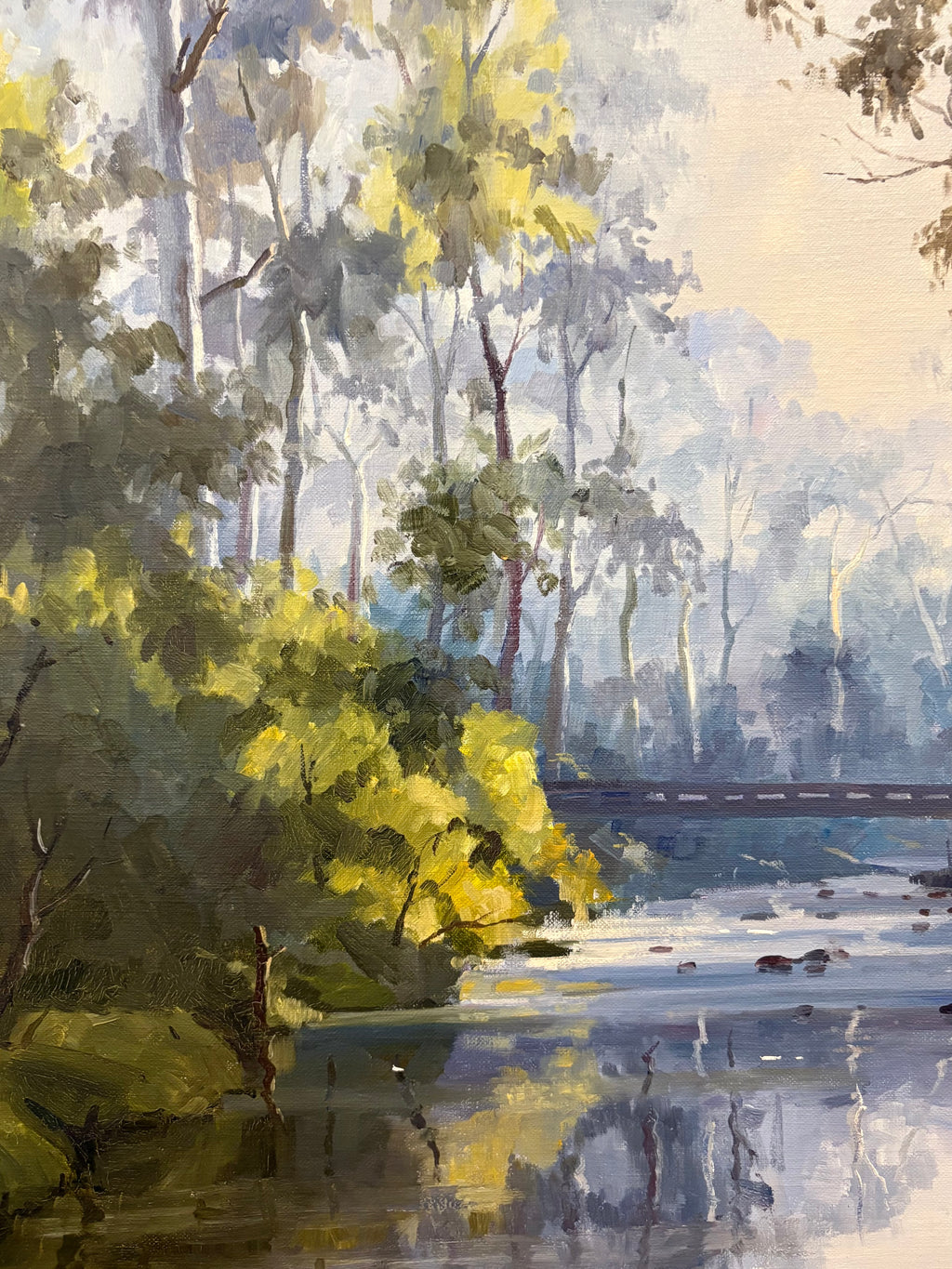 Large original oil painting on linen, Walter Magilton, “Sheepyard Flat”, vintage framed art