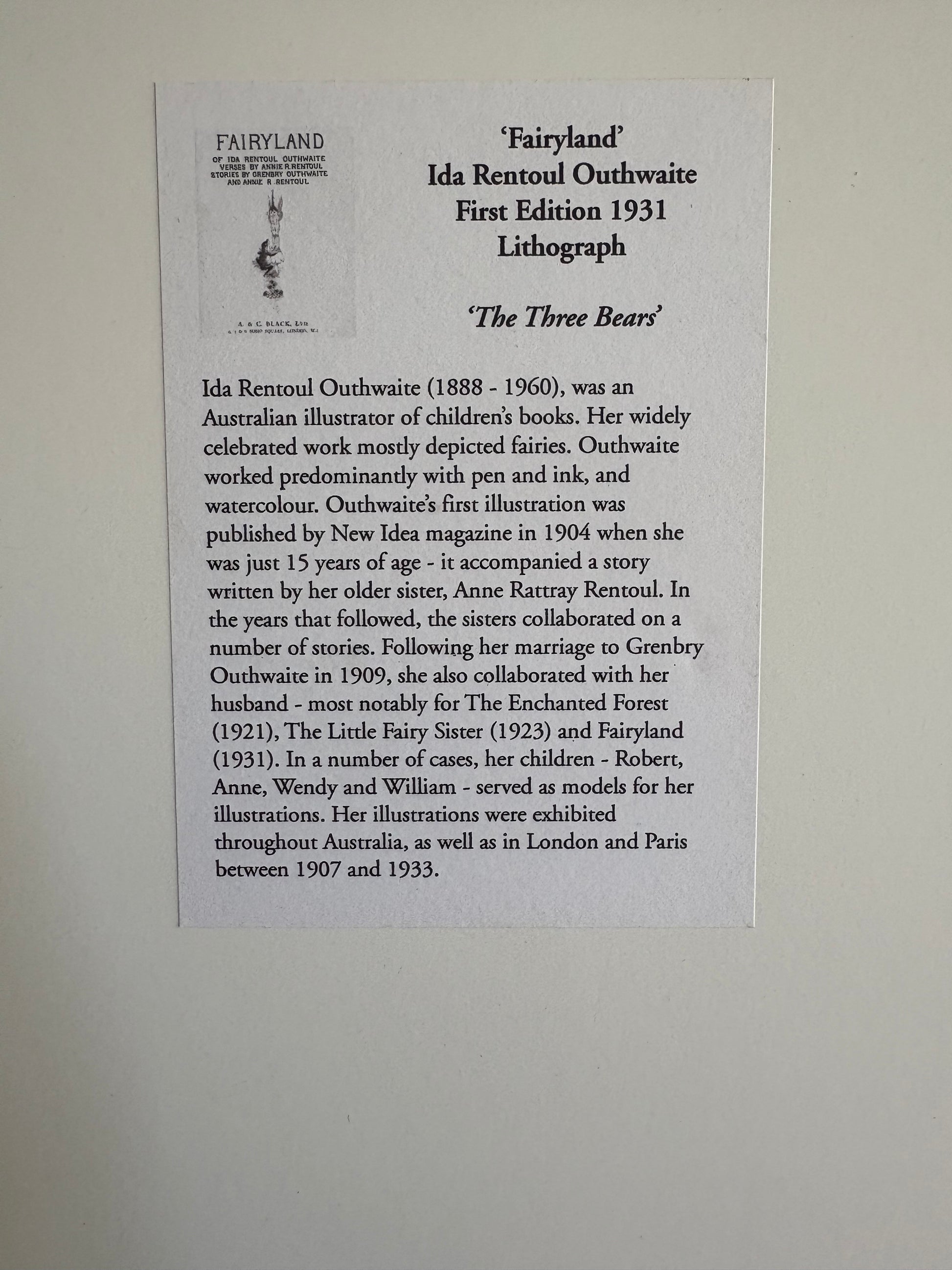 1931 Authentic antique Ida Rentoul Outhwaite print, koalas, 1st Edition UK, framed vintage art