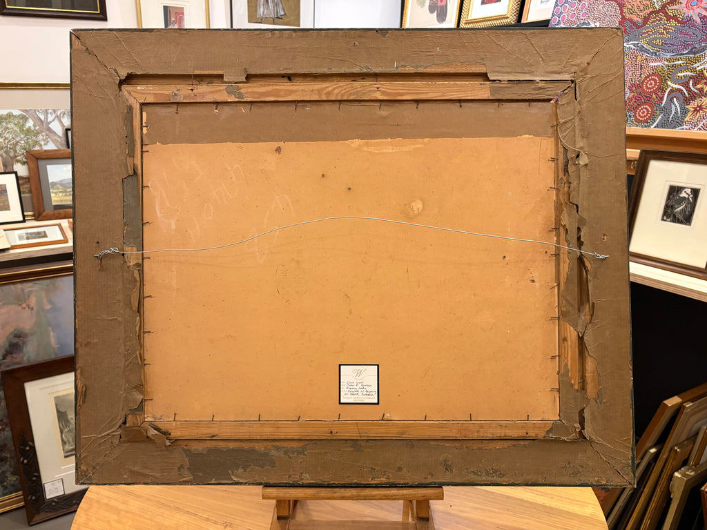 Large antique original oil painting, John Norton, Australian landscape, gilt frame