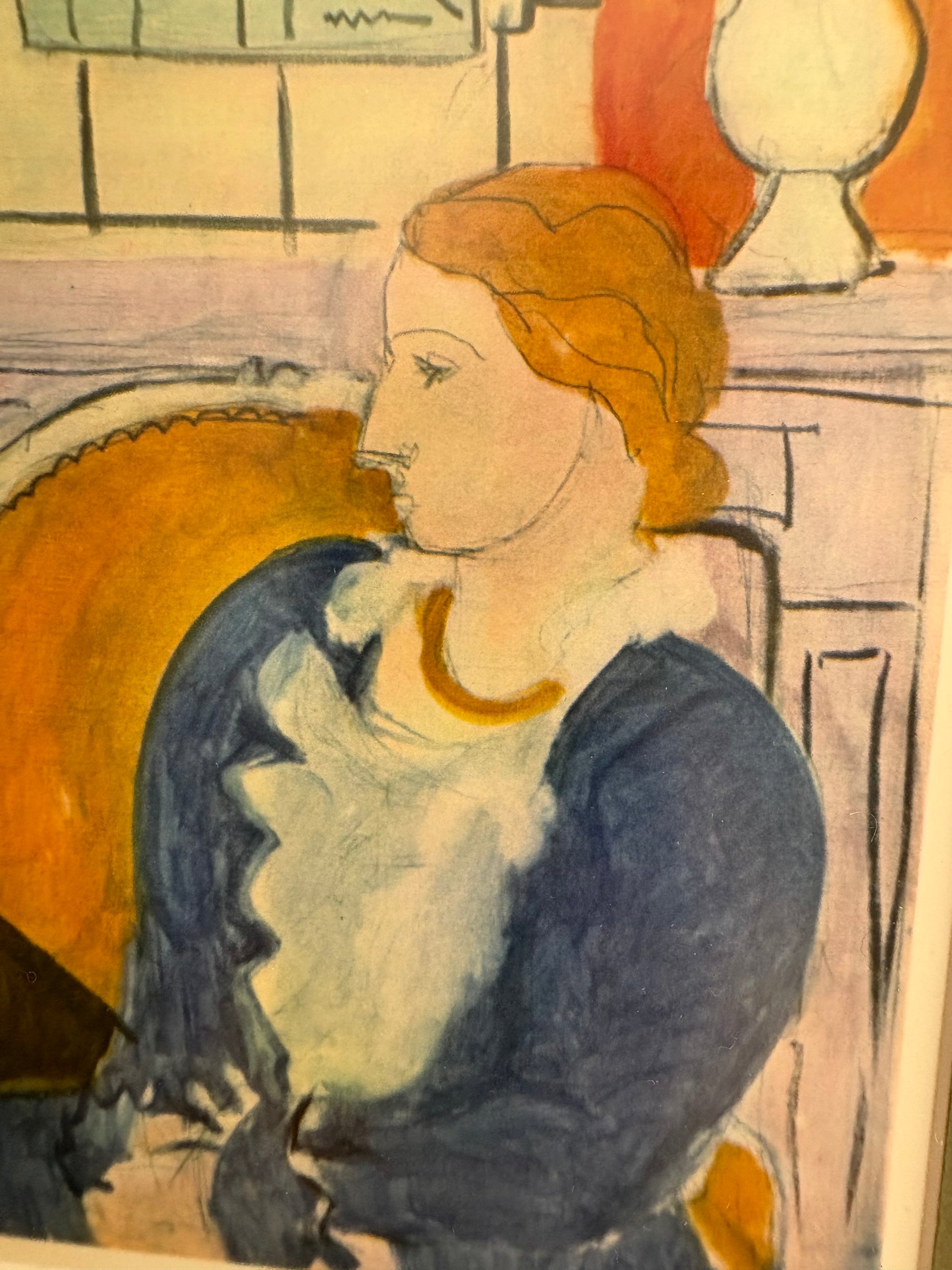 1939 Vintage Henri Matisse fine art print, "Woman in Blue", framed art, mid-century wall art