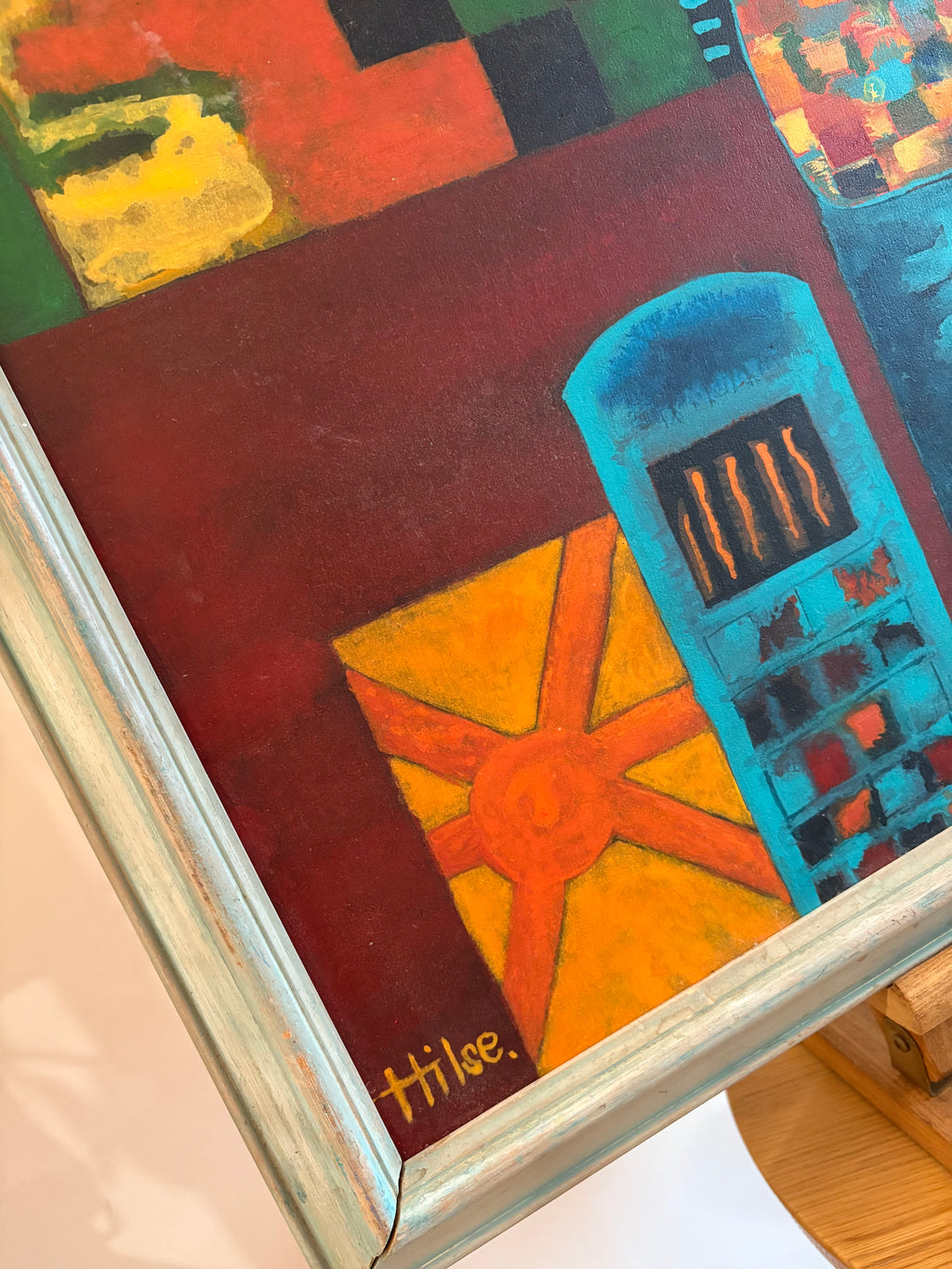 Original abstract vintage oil painting on board,