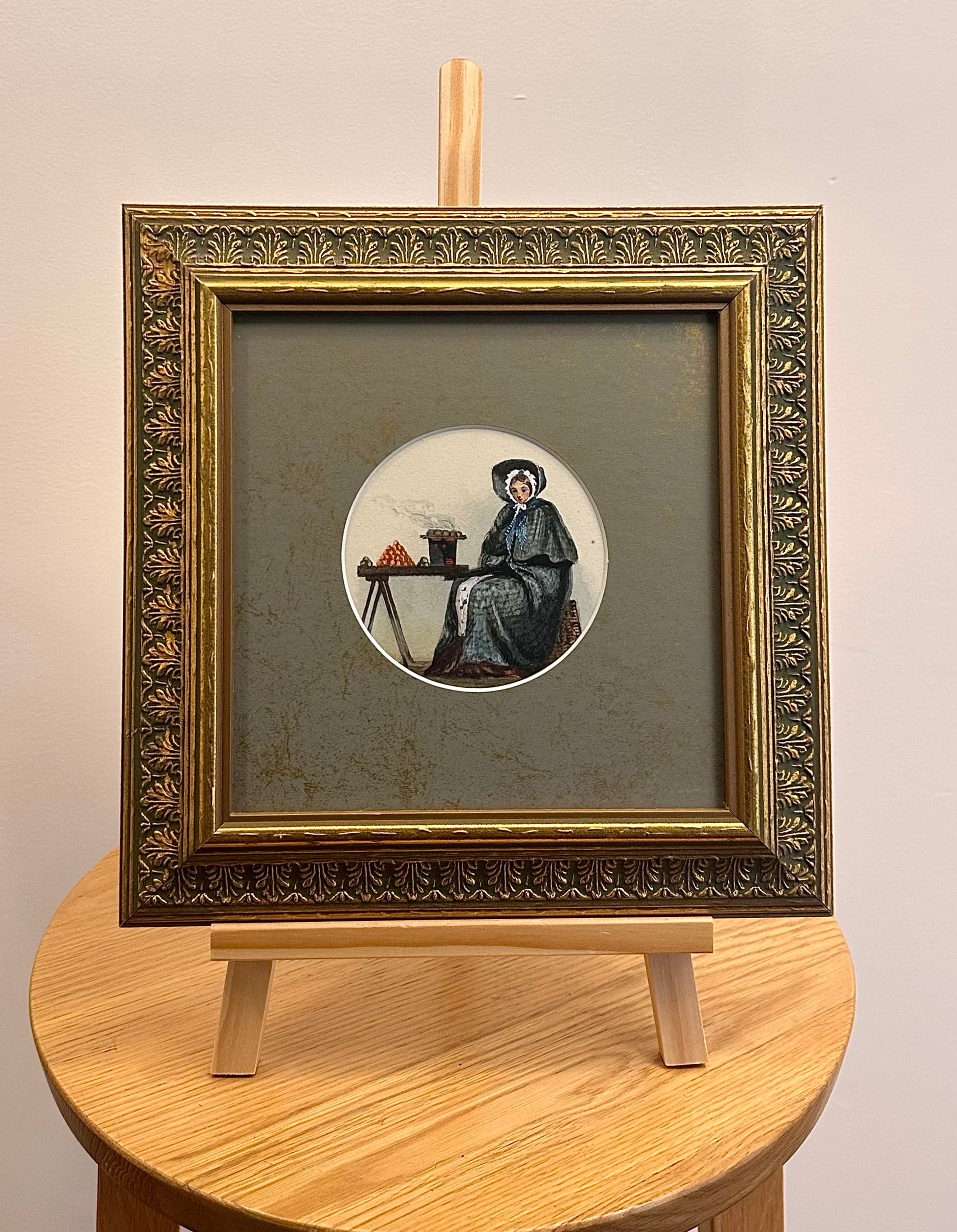 1841 Georgian original watercolour painting, framed antique art
