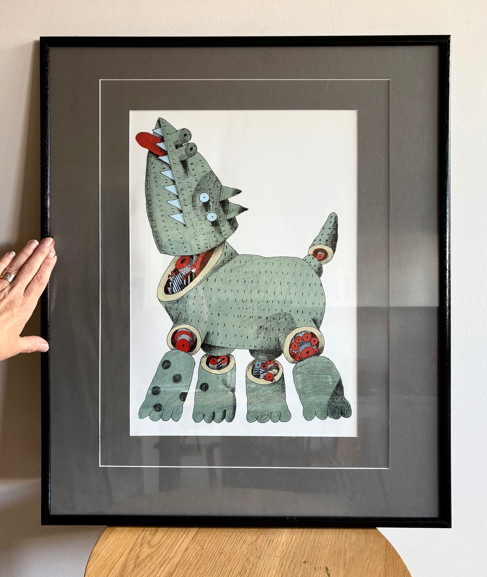 1979 Alexander Stitt limited edition lithographic print 58/350, dog, framed vintage art