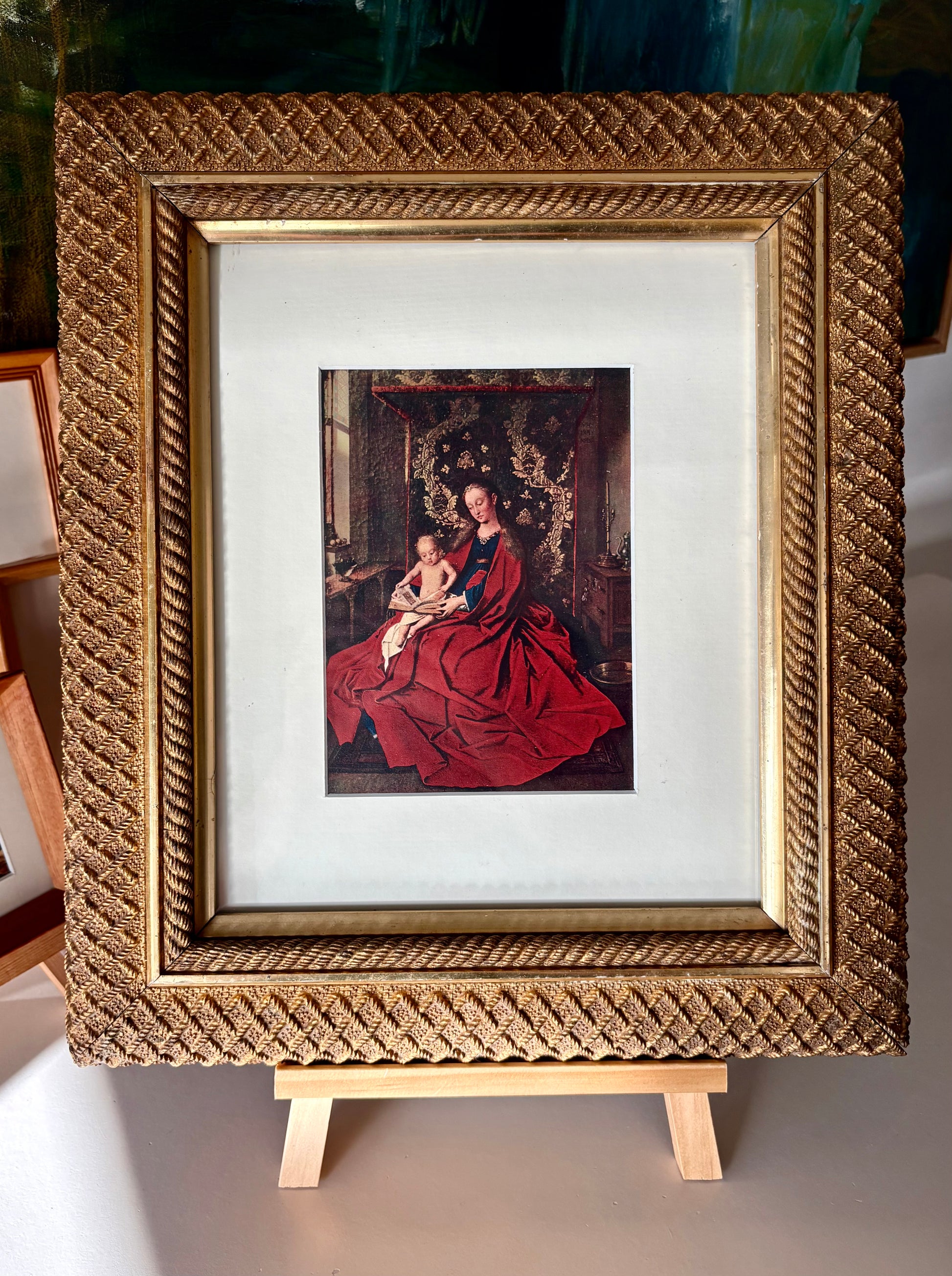 1920s Antique print, “Madonna and Child”, framed vintage art