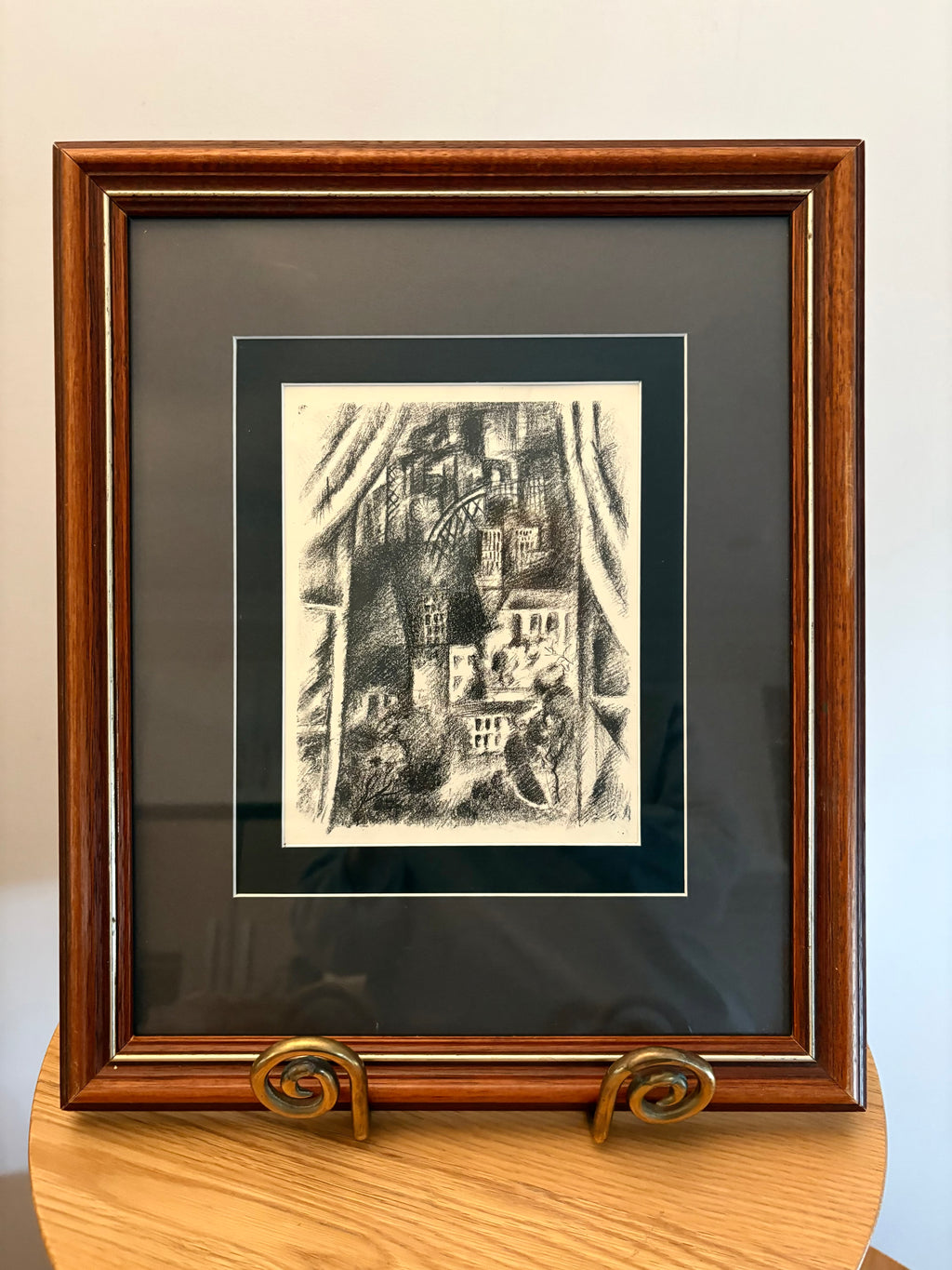 1928 authentic antique Art Deco lithographic print, Robert Delaunay, Paris, framed art, window