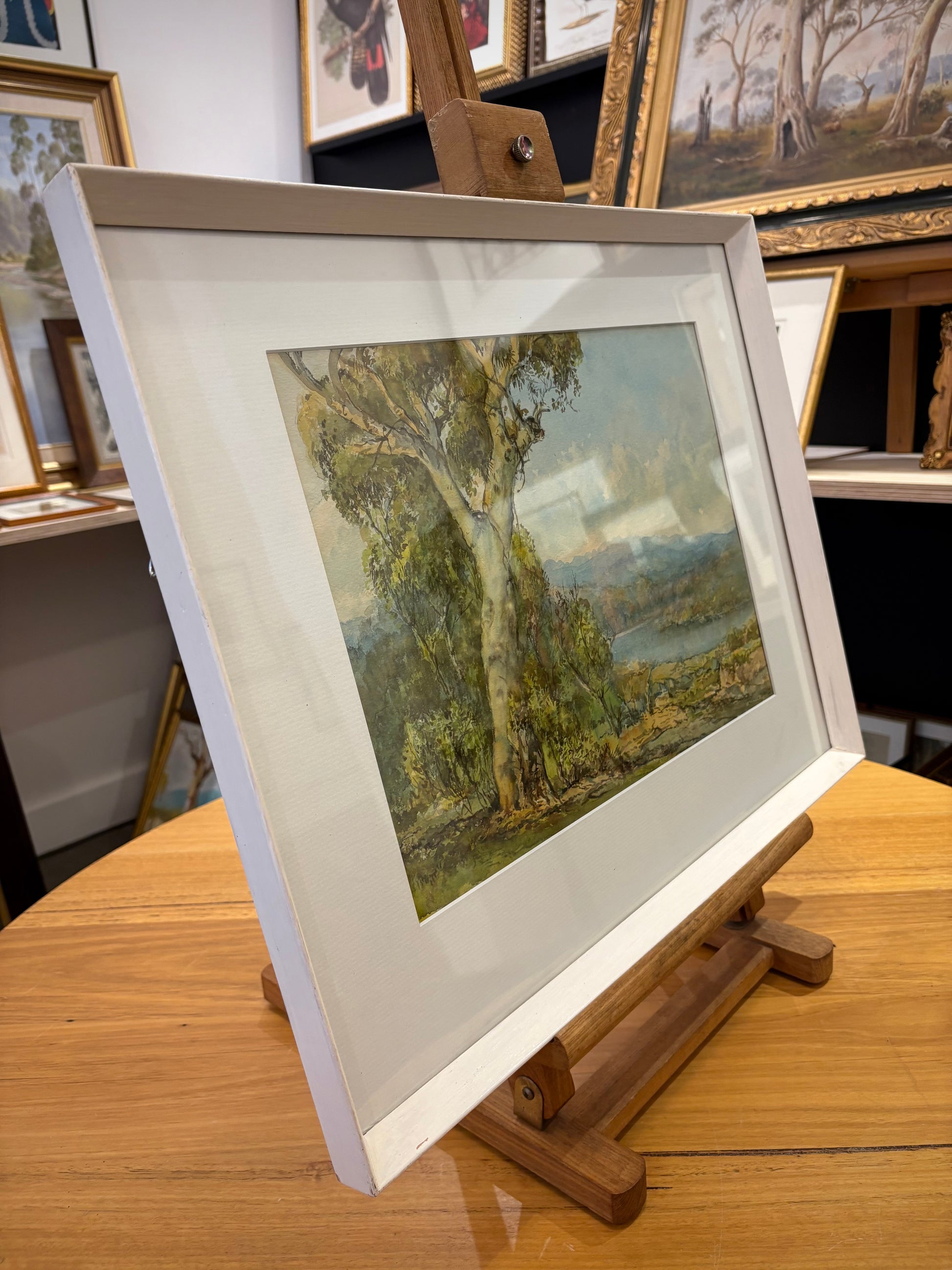 1960s original watercolour painting, Lionel David, Australian, vintage framed art