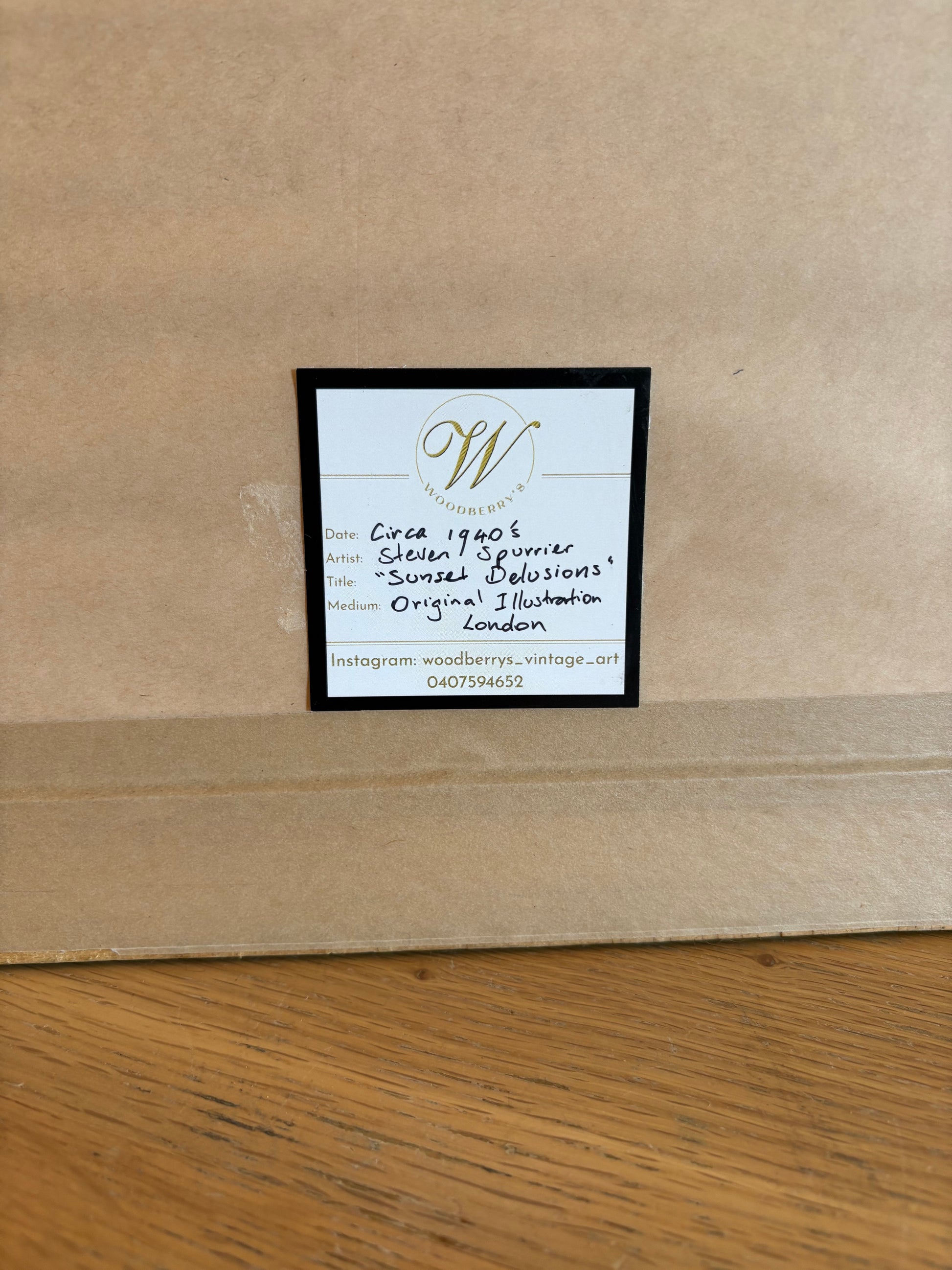 Original Steven Spurrier black and white illustration, circa 1940's artwork, London train station, vintage framed art